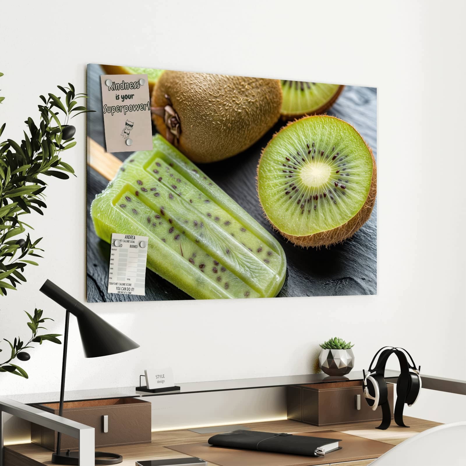 Magnetická tabule – obraz na zeď Kiwi led stonek | 90 × 60 cm
