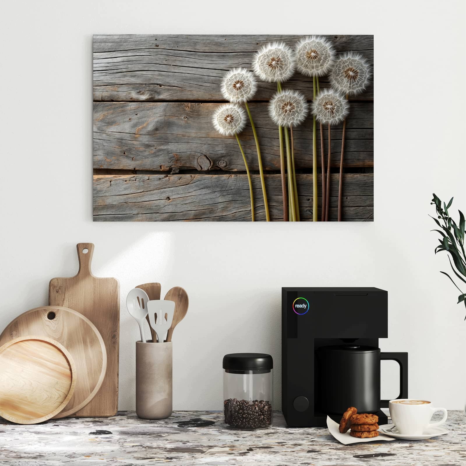 Magnetická tabule – obraz na zeď Pampelišky na dřevěném pozadí | 60 × 40 cm