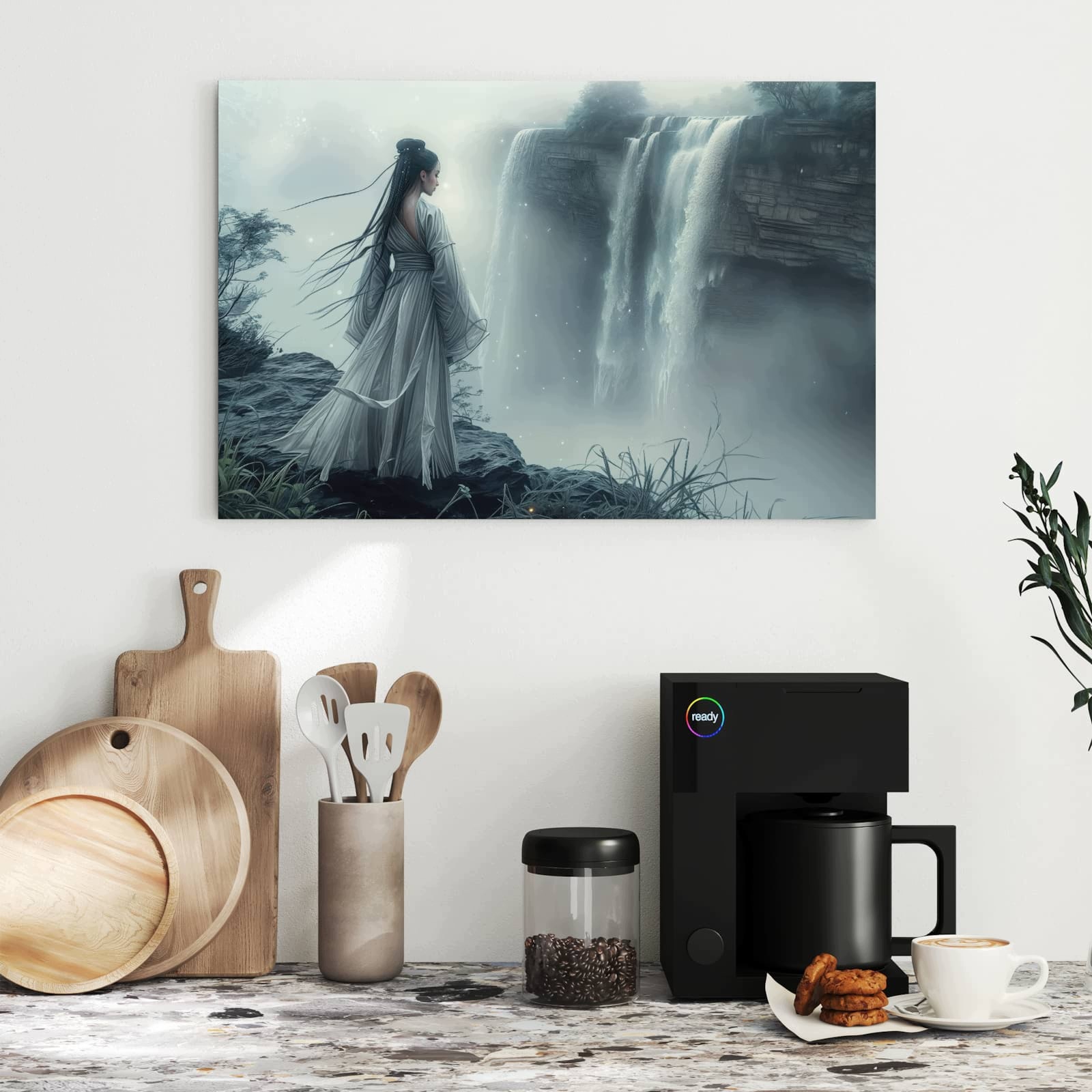 Magnetická tabule – obraz na zeď Žena nad vodopádem | 60 × 40 cm