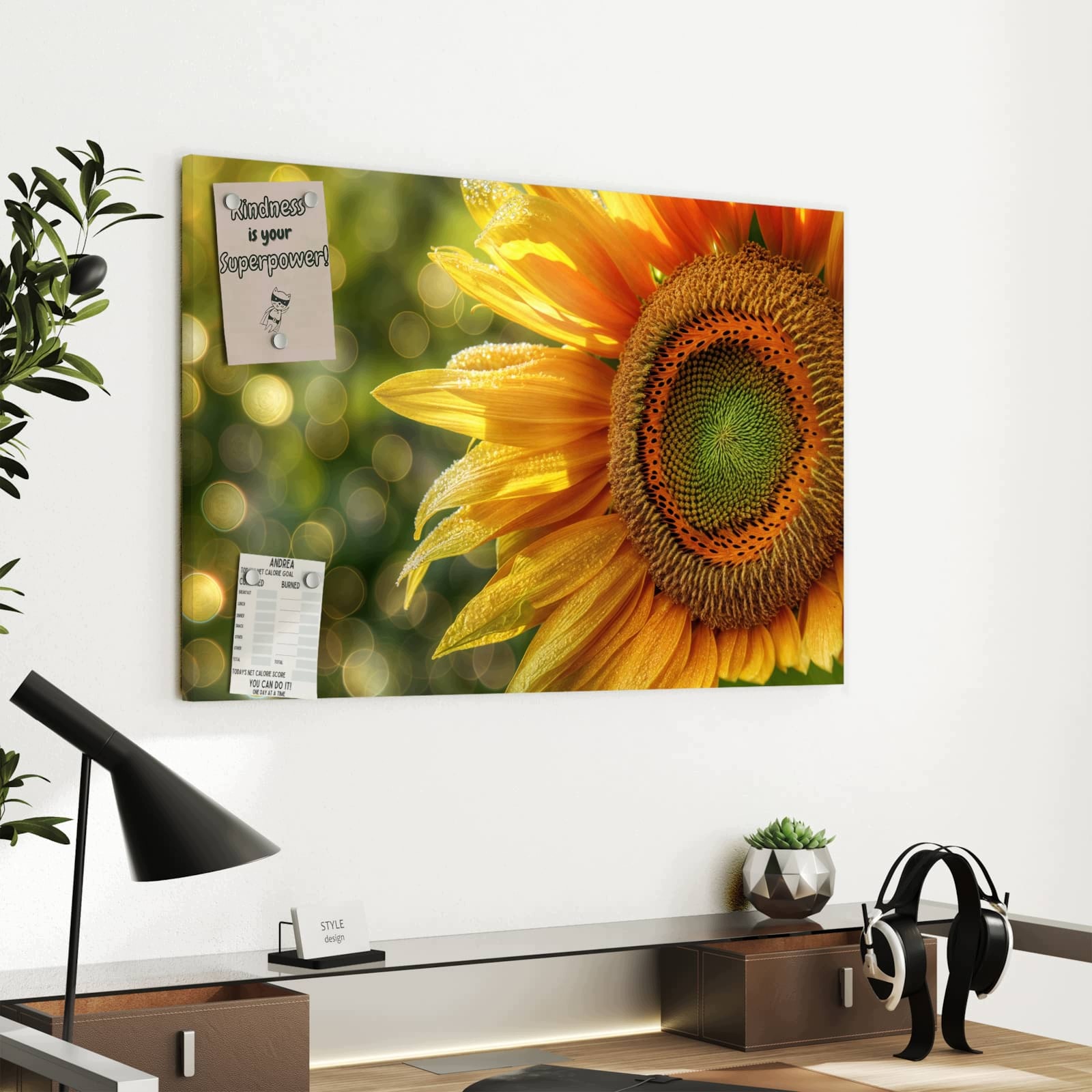Magnetická tabule – obraz na zeď Slunečnice makro | 60 × 40 cm