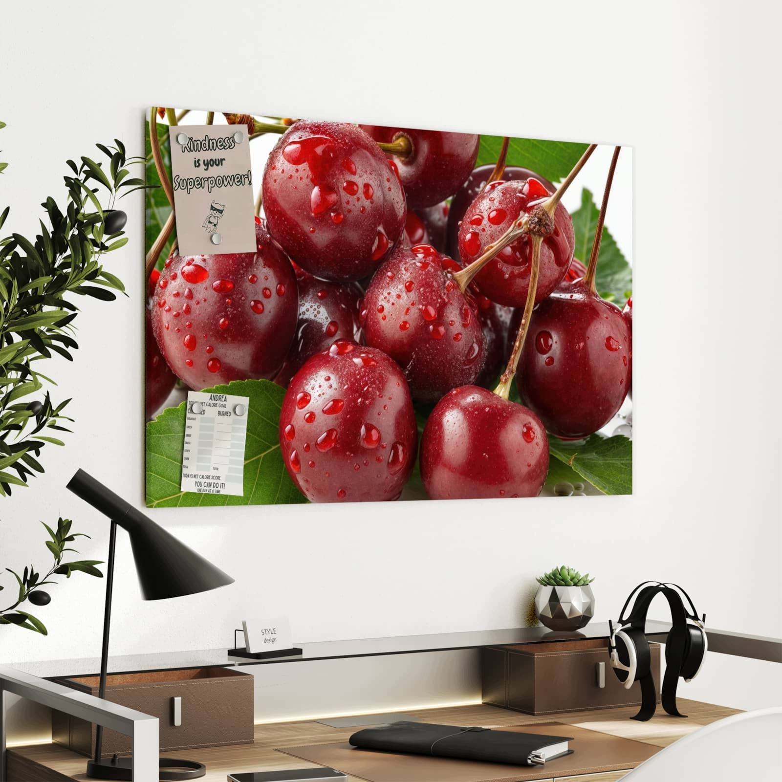 Magnetická tabule – obraz na zeď Čerstvé třešně – detail | 90 × 60 cm