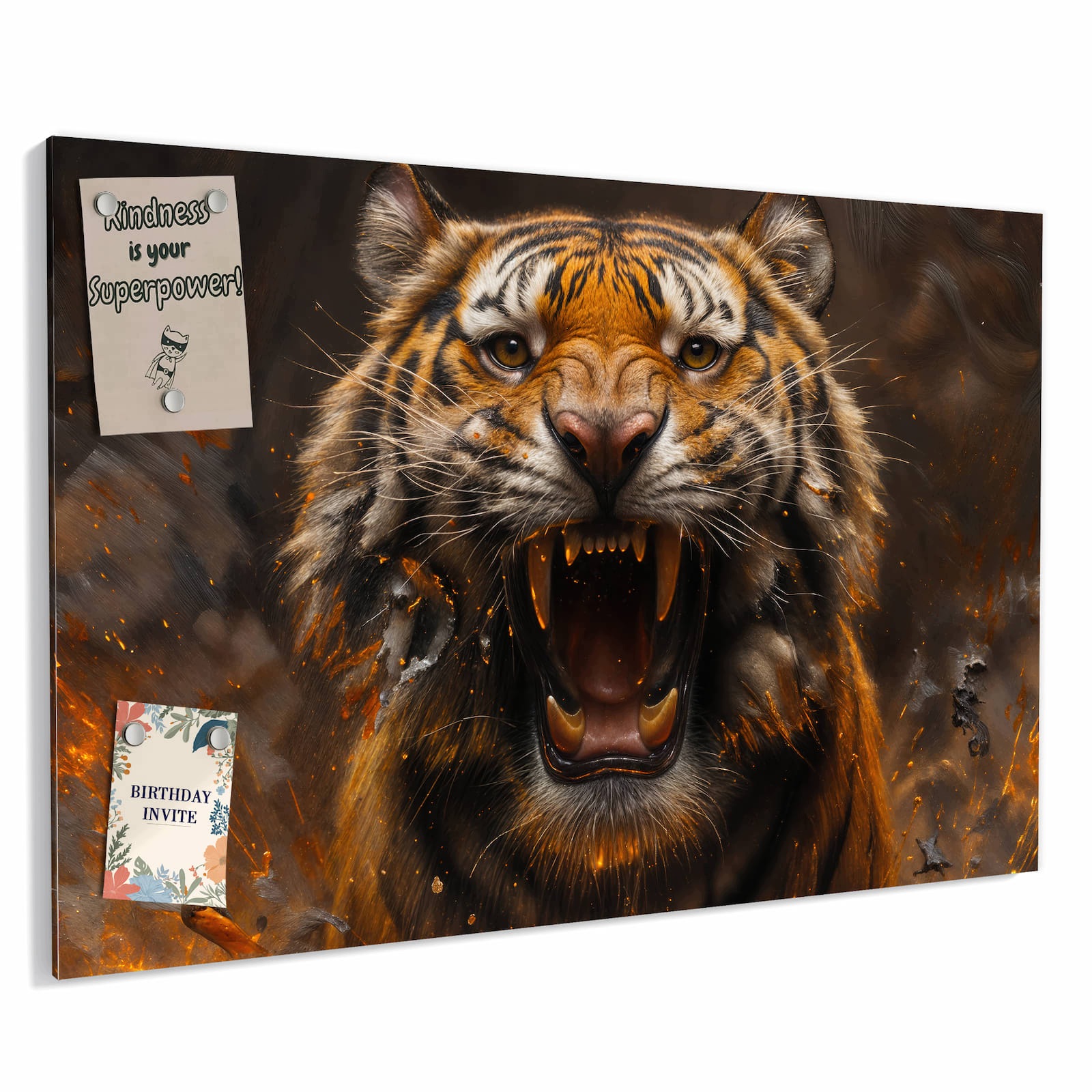 Magnetická tabule – obraz na zeď Tygr oheň | 60 × 40 cm