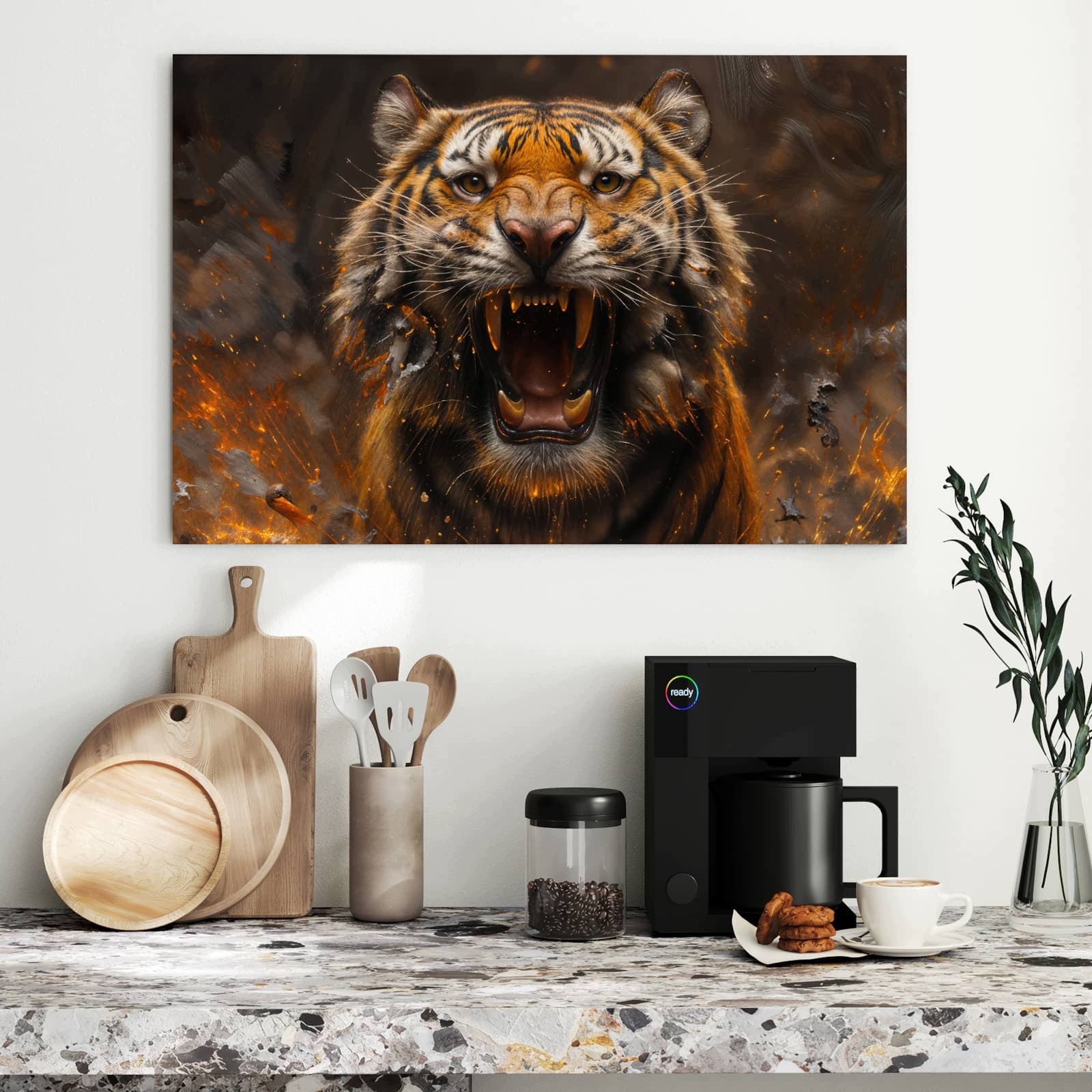 Magnetická tabule – obraz na zeď Tygr oheň | 90 × 60 cm