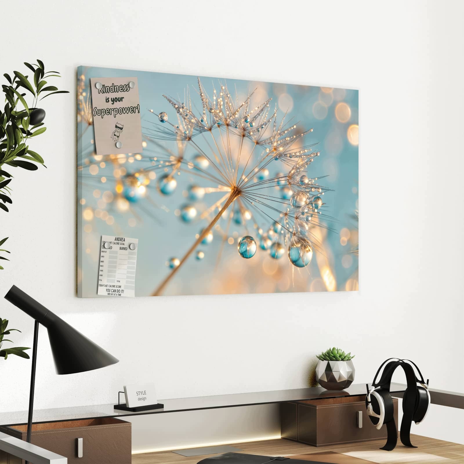 Magnetická tabule – obraz na zeď Pampeliška kapky vody | 60 × 40 cm