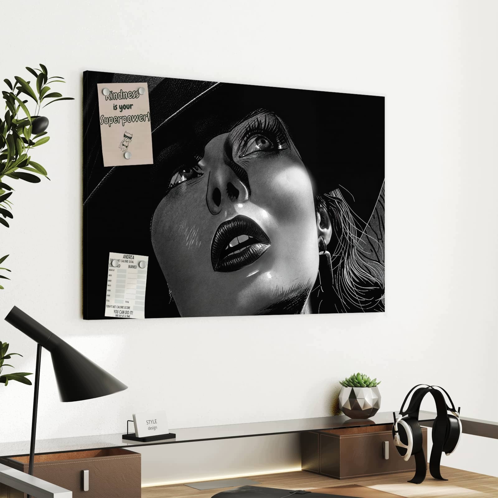 Magnetická tabule – obraz na zeď Portrét ve stínu | 60 × 40 cm