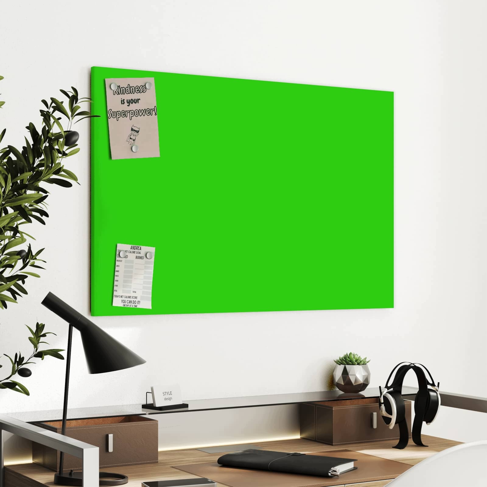 Magnetická tabule – obraz na zeď Neonovozelené pozadí | 90 × 60 cm