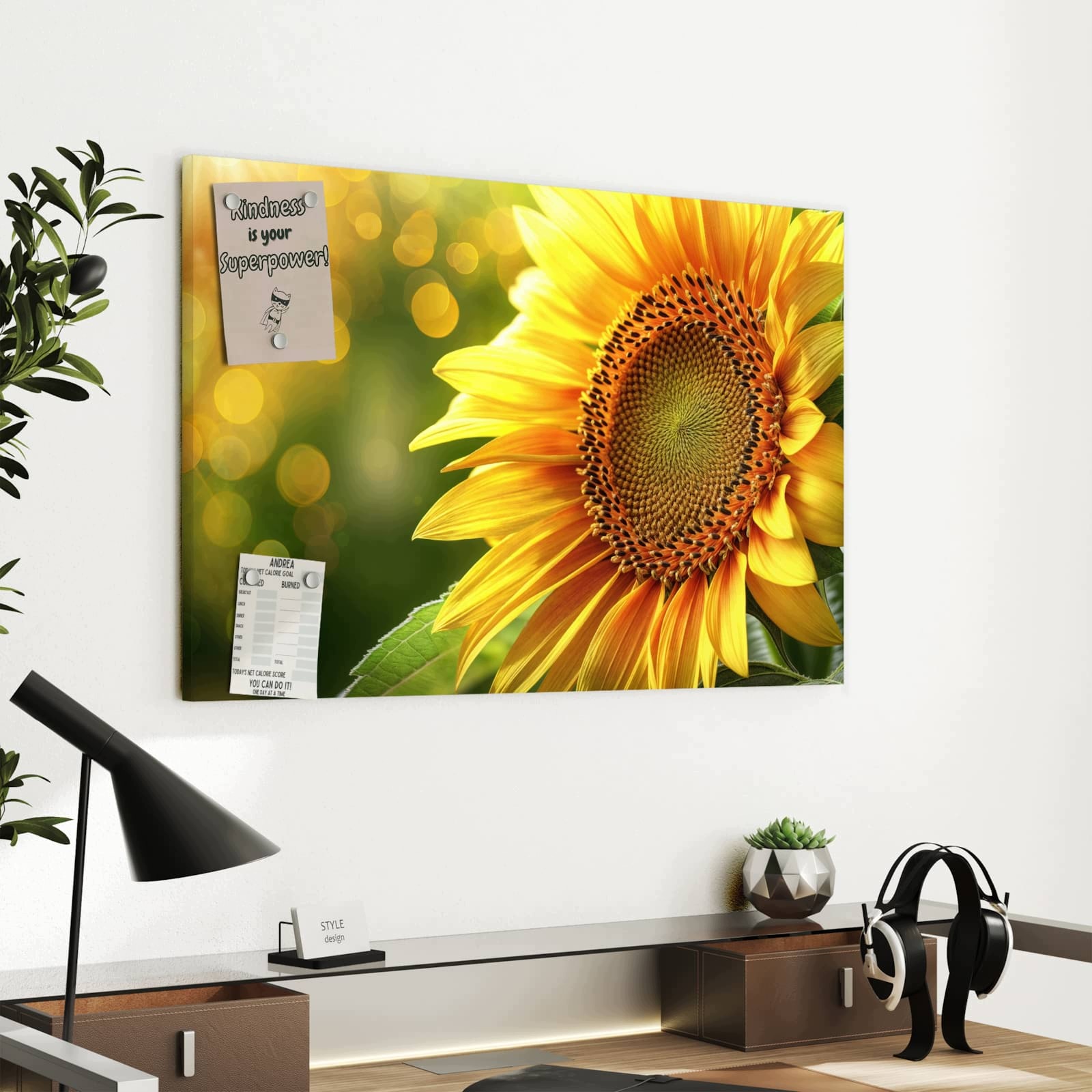 Magnetická tabule – obraz na zeď Slunečnice květina | 60 × 40 cm