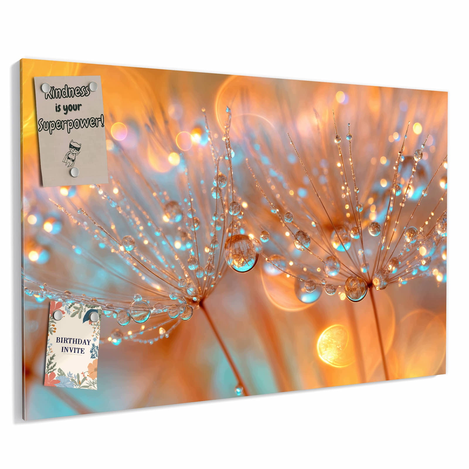 Magnetická tabule – obraz na zeď Pampelišky kapka | 90 × 60 cm