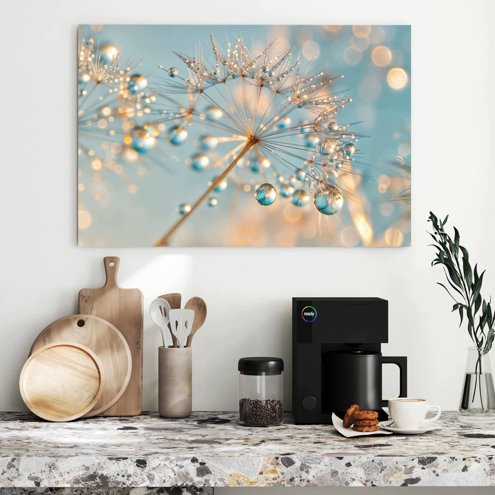 Magnetická tabule – obraz na zeď Pampeliška kapky vody | 90 × 60 cm
