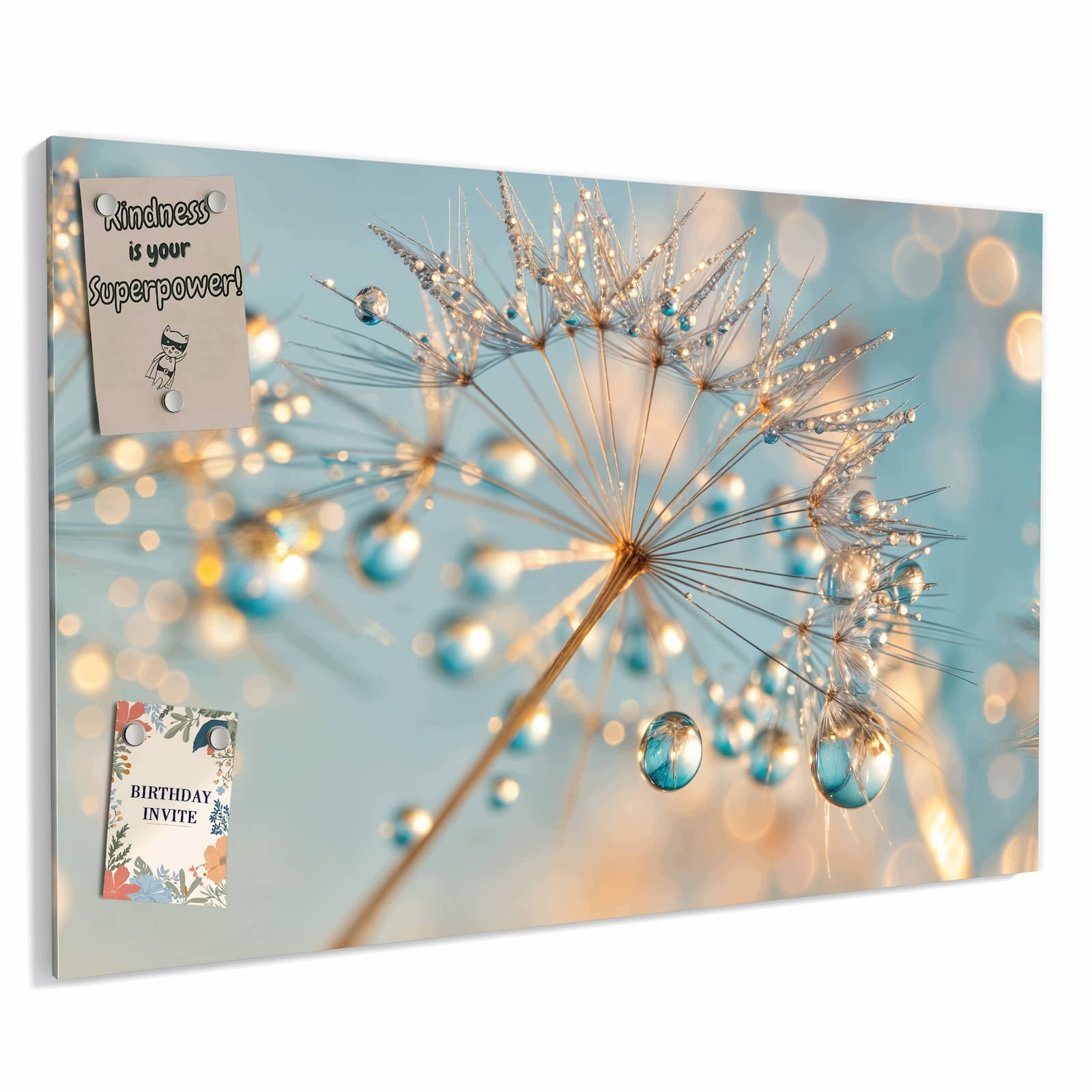 Magnetická tabule – obraz na zeď Pampeliška kapky vody | 90 × 60 cm