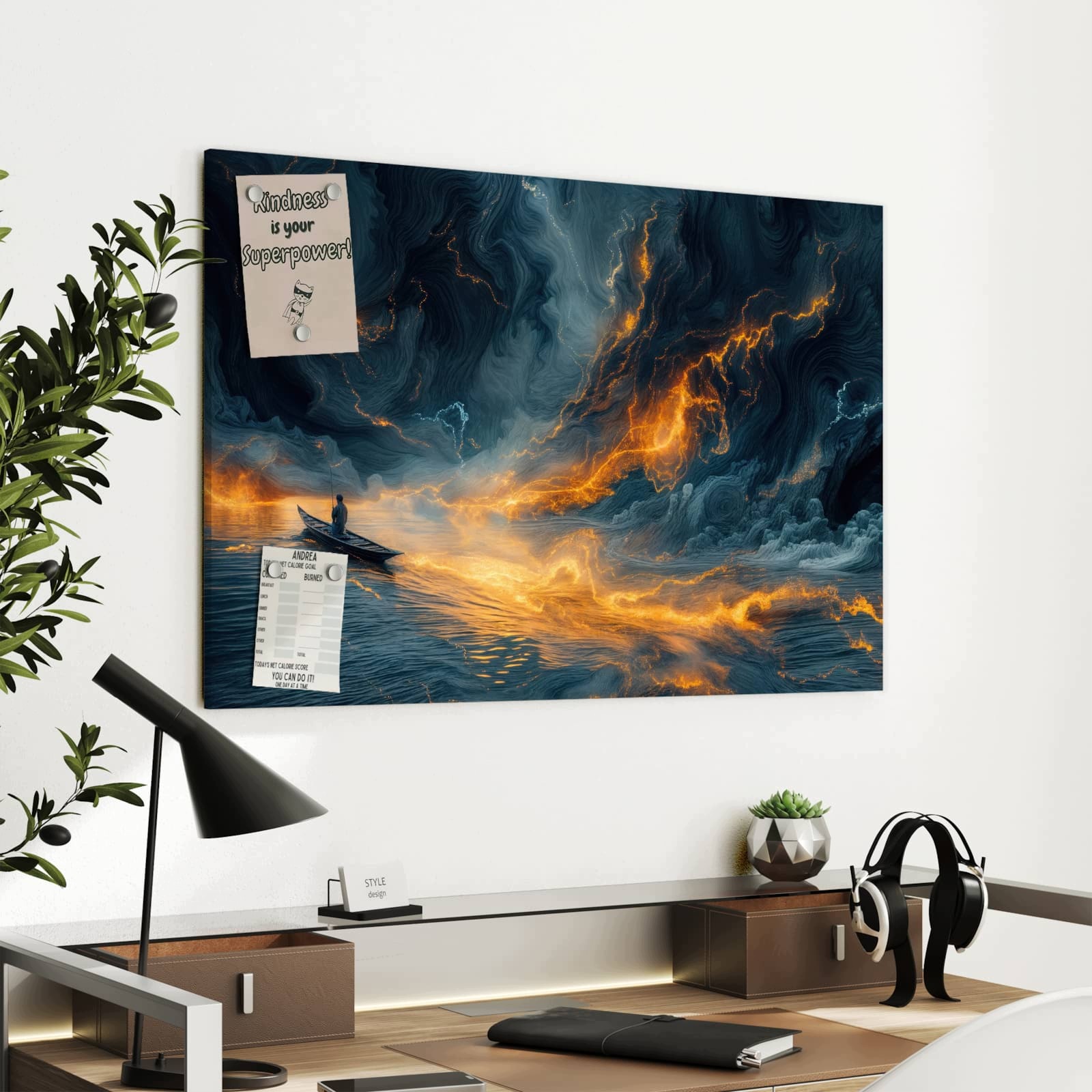 Magnetická tabule – obraz na zeď Oheň voda | 90 × 60 cm