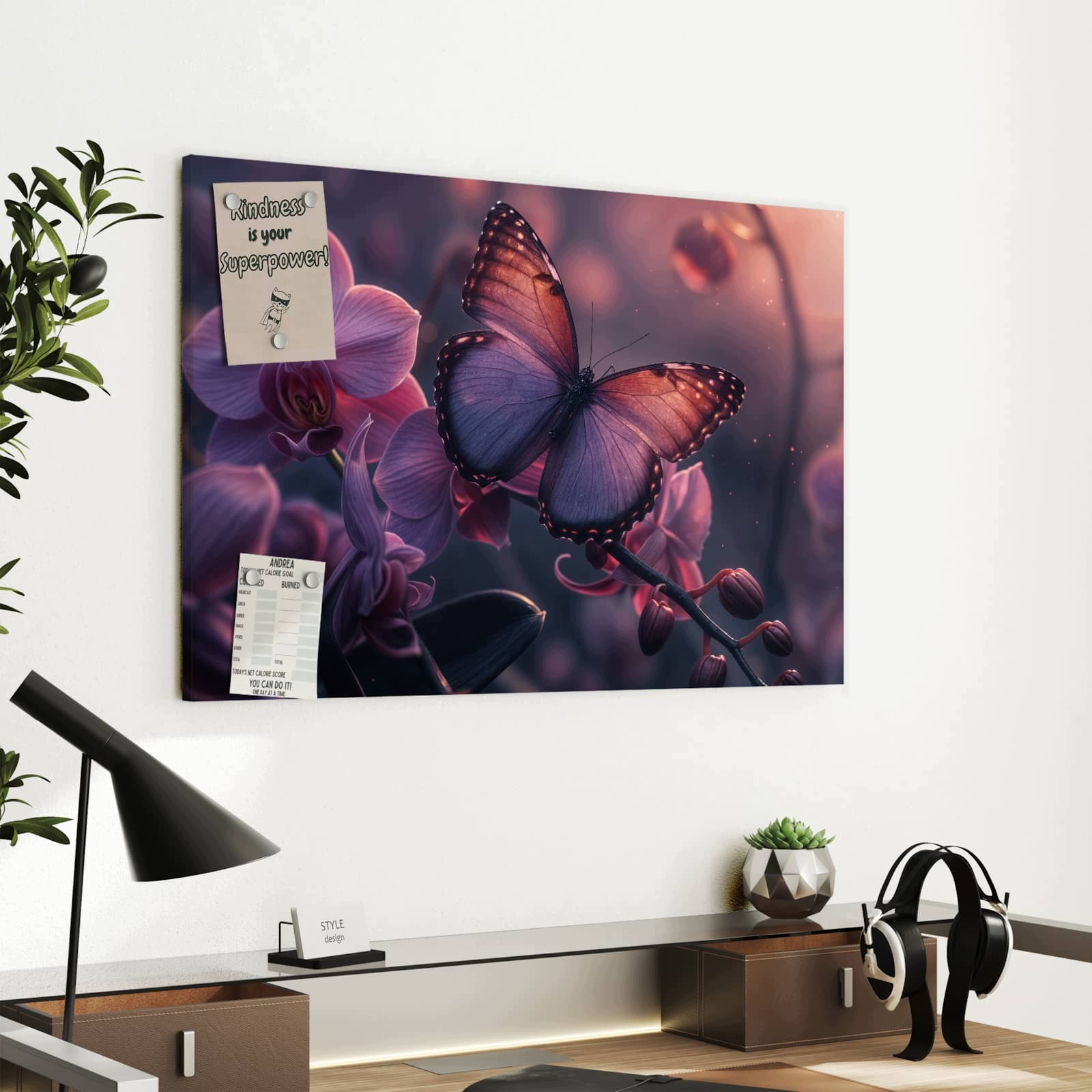 Magnetická tabule – obraz na zeď Motýl květina | 60 × 40 cm