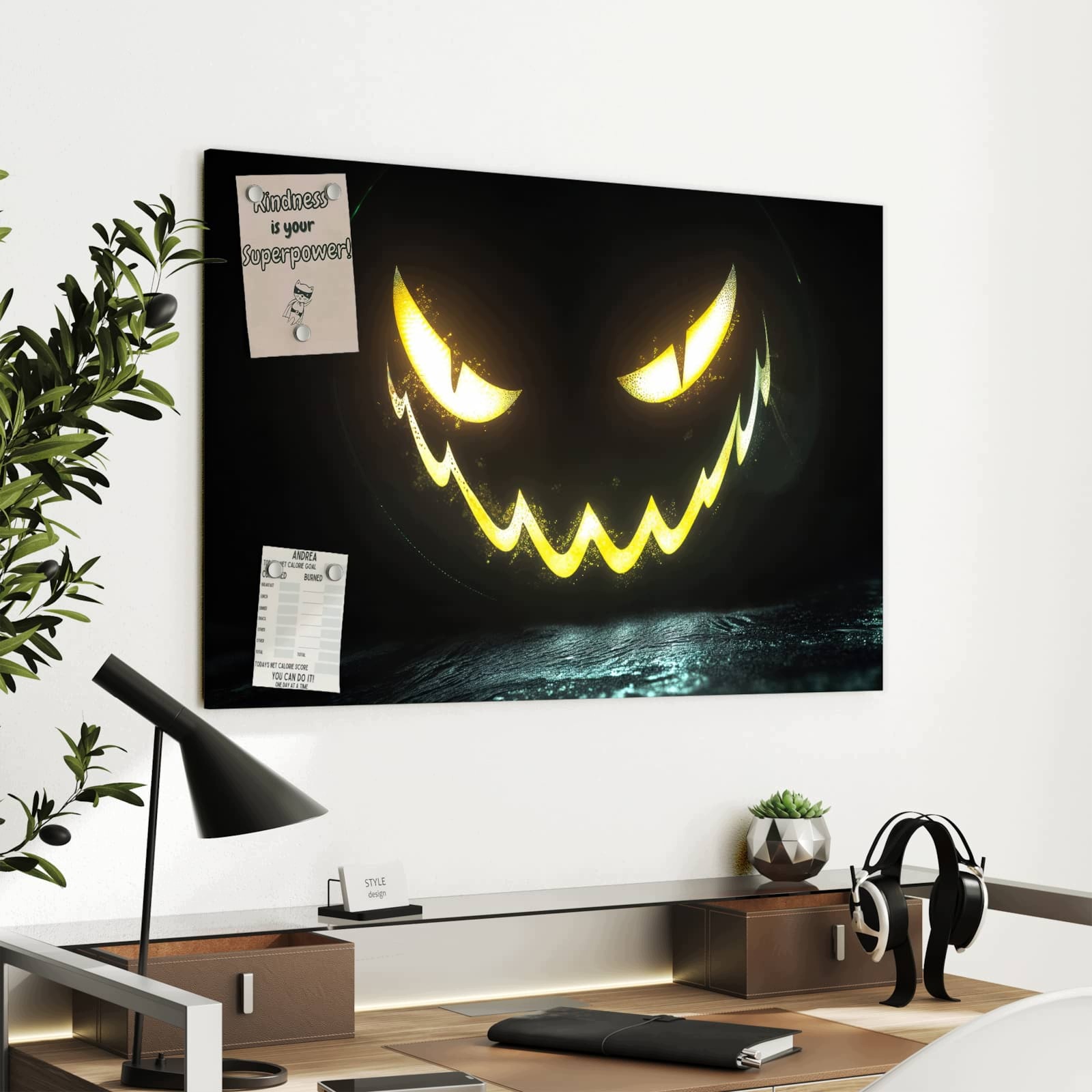 Magnetická tabule – obraz na zeď Zářící dýně | 90 × 60 cm