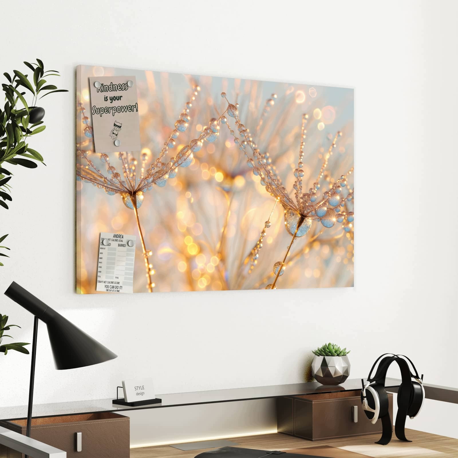 Magnetická tabule – obraz na zeď Kapky rosy panorama | 60 × 40 cm