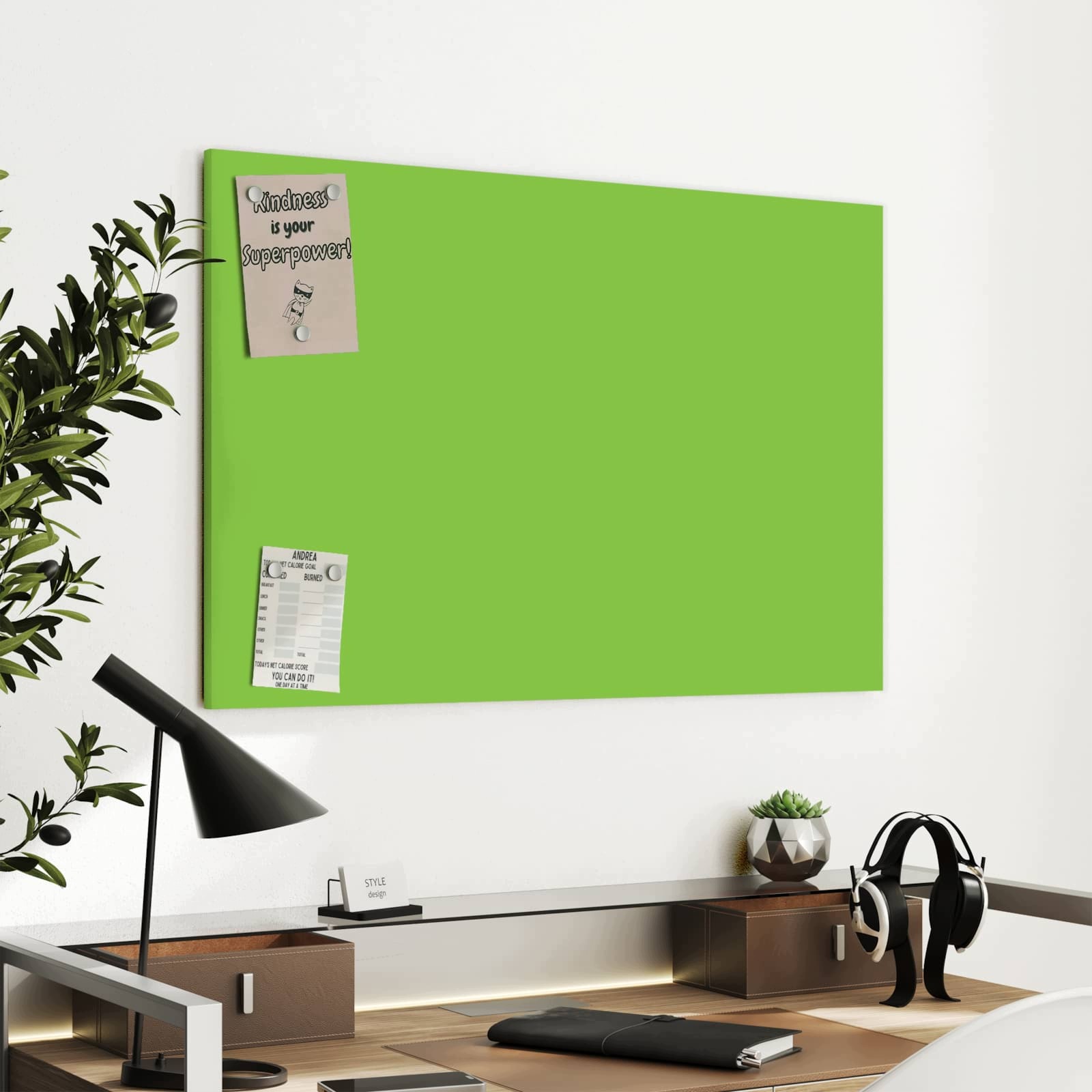 Magnetická tabule – obraz na zeď Světle zelené pozadí | 90 × 60 cm