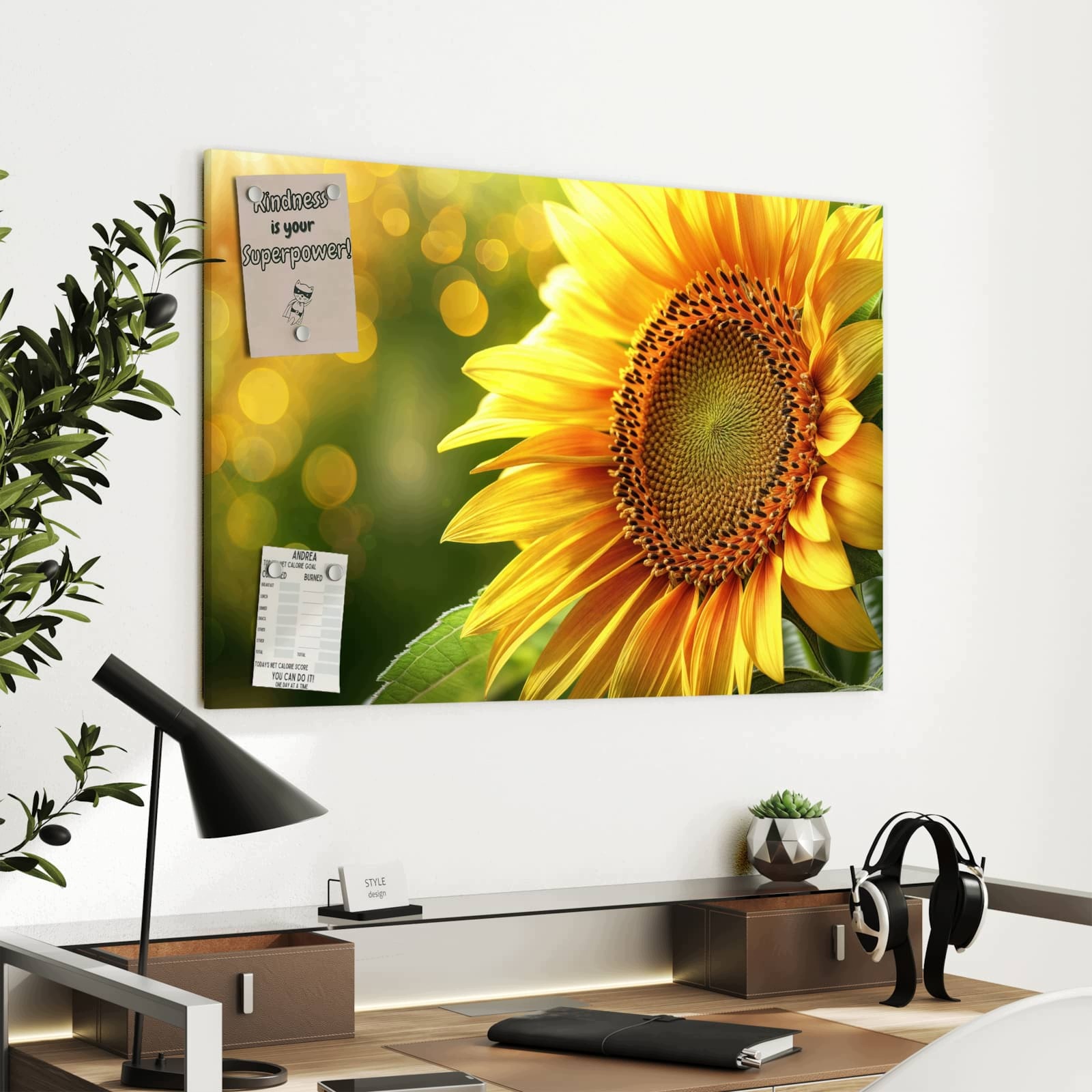 Magnetická tabule – obraz na zeď Slunečnice květina | 90 × 60 cm