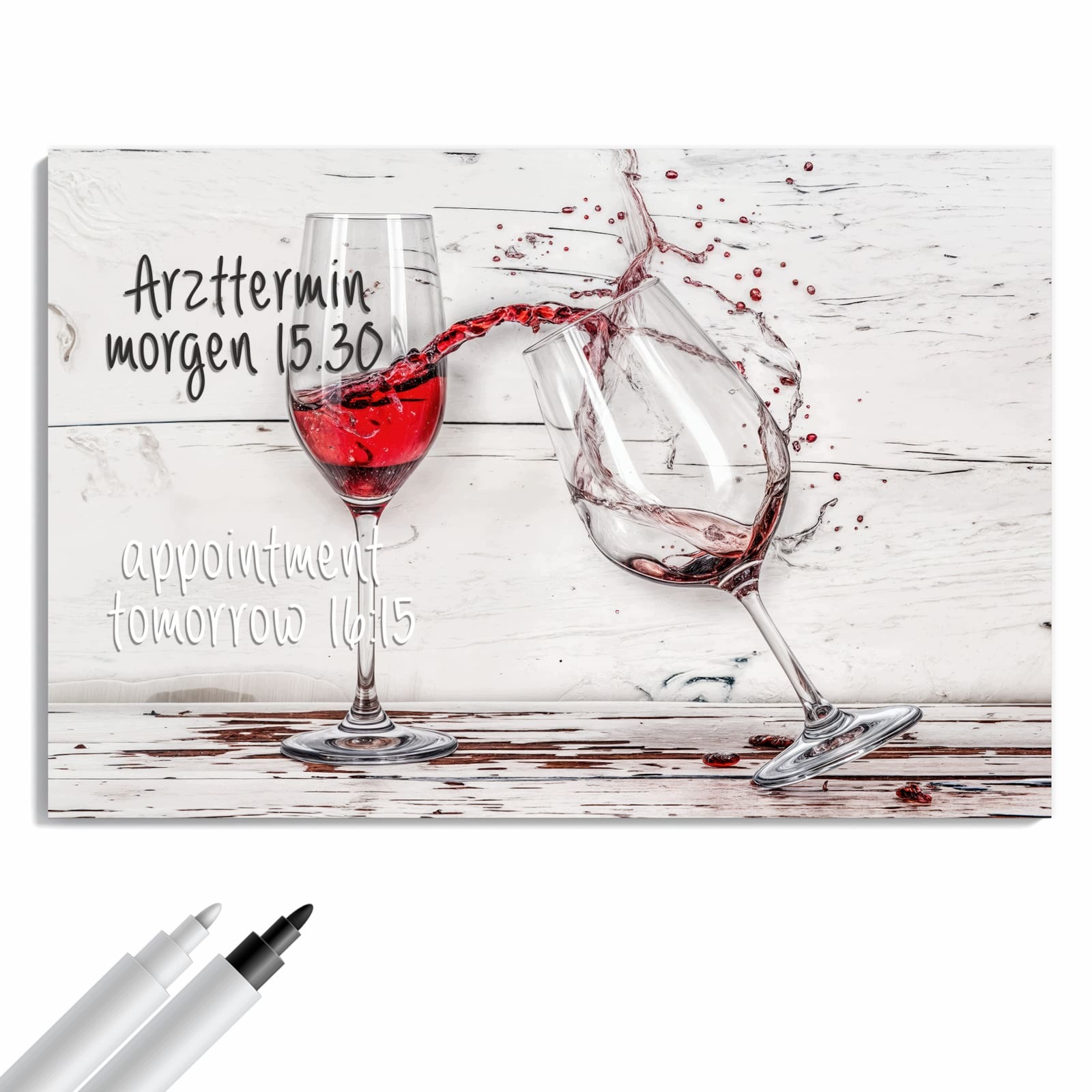 Magnetická tabule – obraz na zeď Padající sklenice na víno | 90 × 60 cm