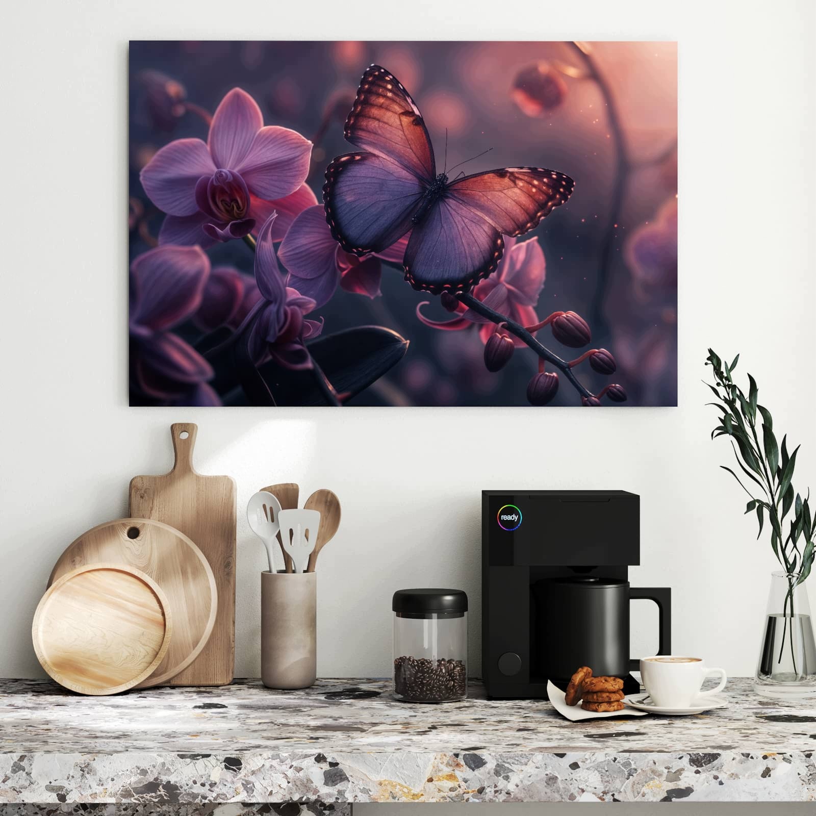 Magnetická tabule – obraz na zeď Motýl květina | 90 × 60 cm