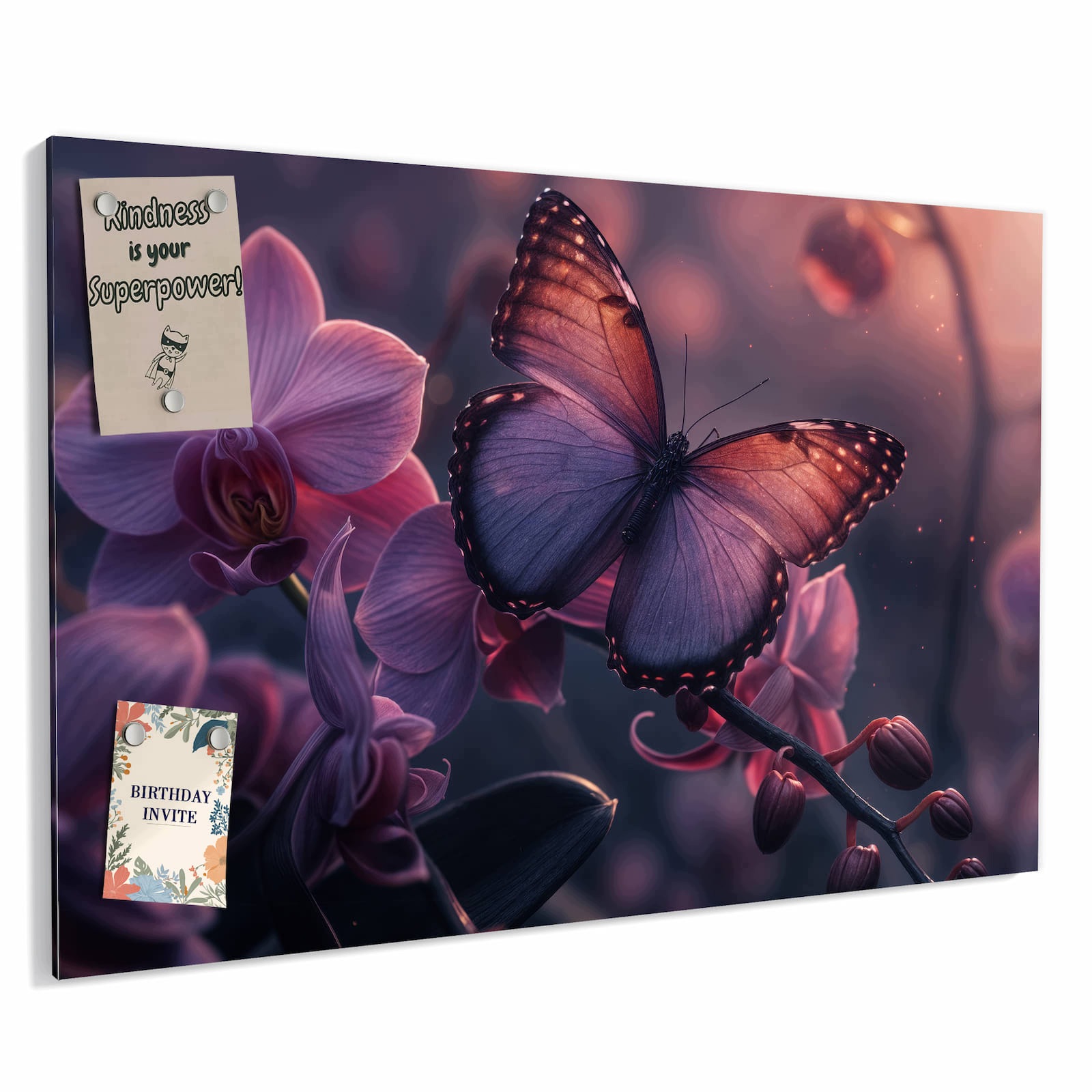 Magnetická tabule – obraz na zeď Motýl květina | 90 × 60 cm