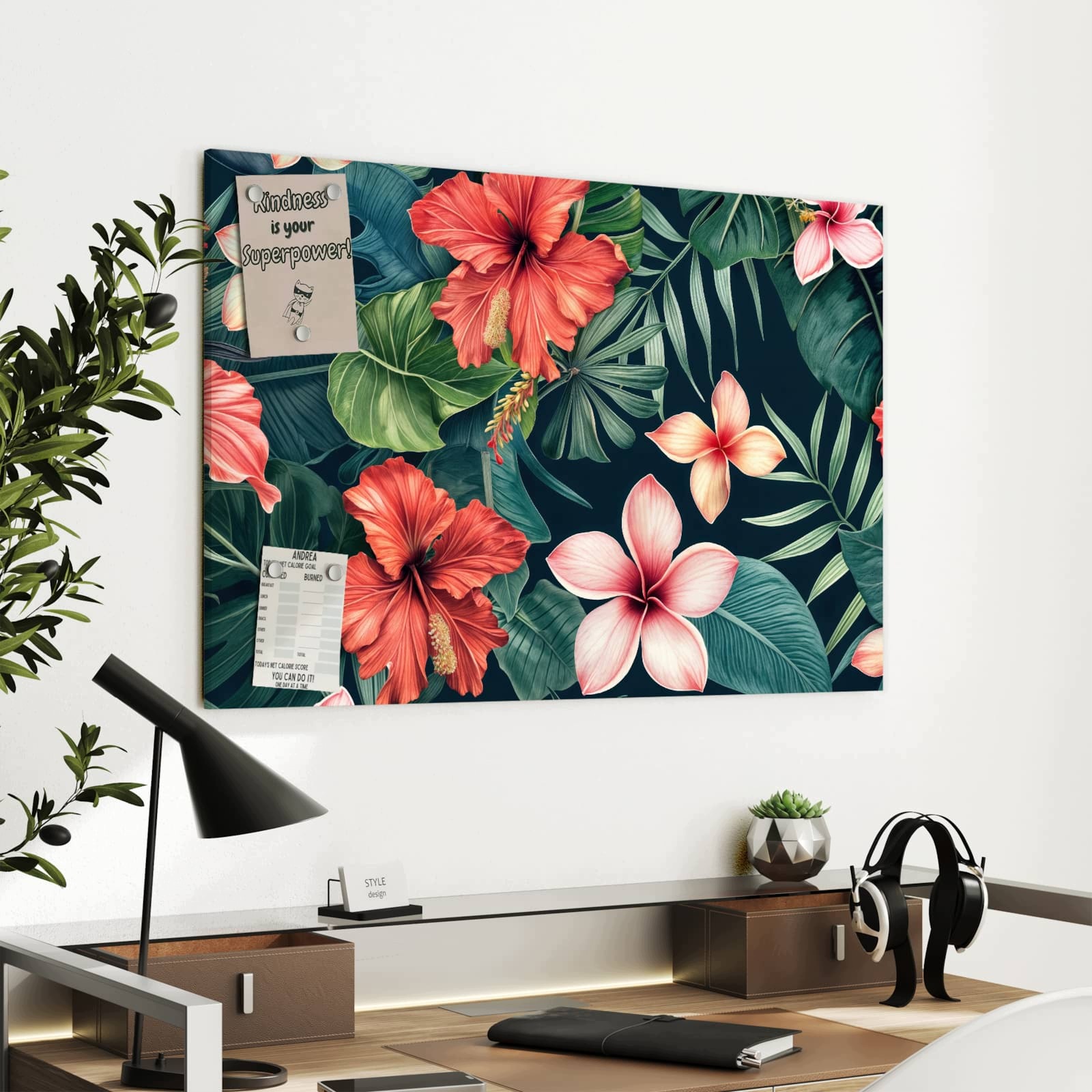 Magnetická tabule – obraz na zeď Tropické květiny | 90 × 60 cm