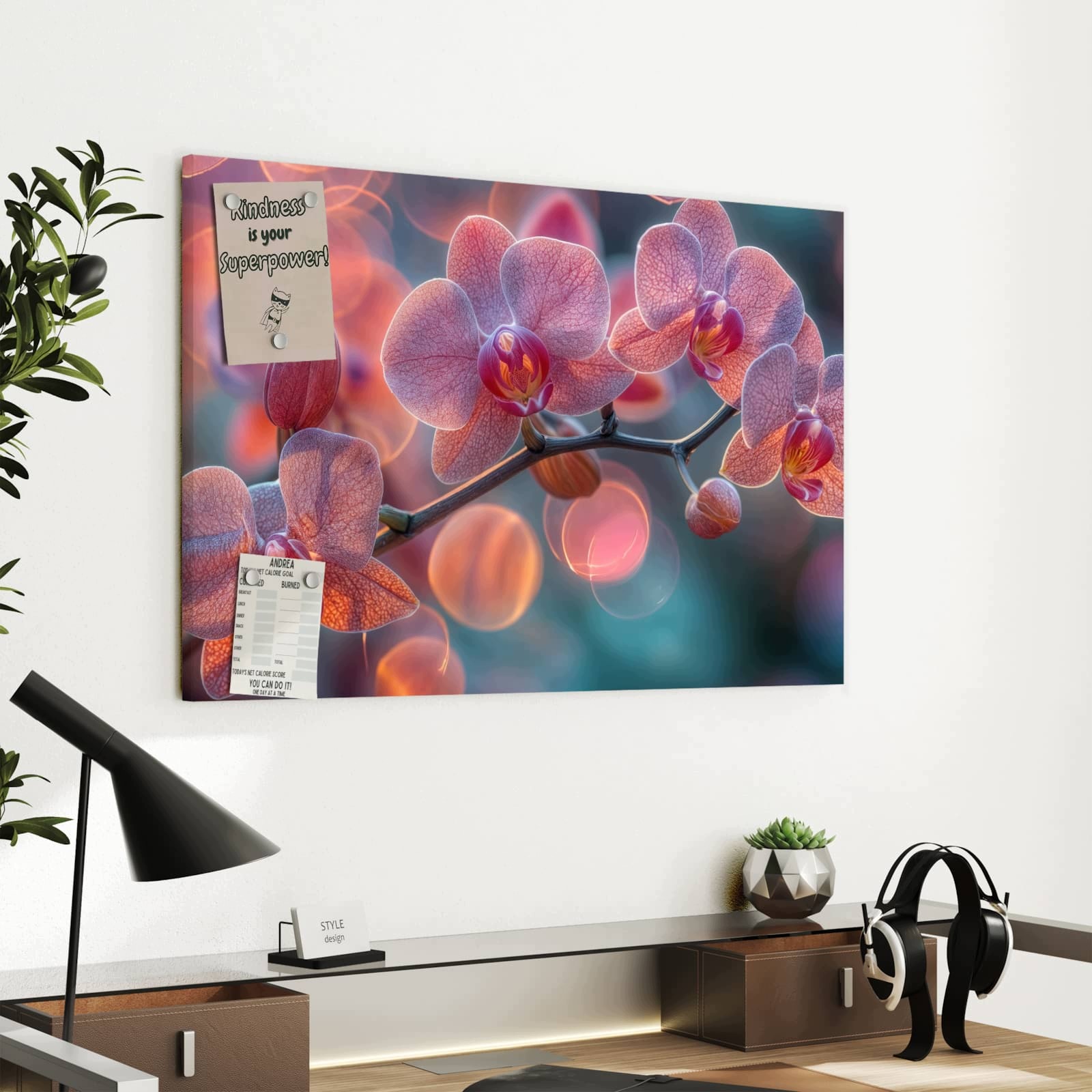 Magnetická tabule – obraz na zeď Orchidej bokeh | 60 × 40 cm
