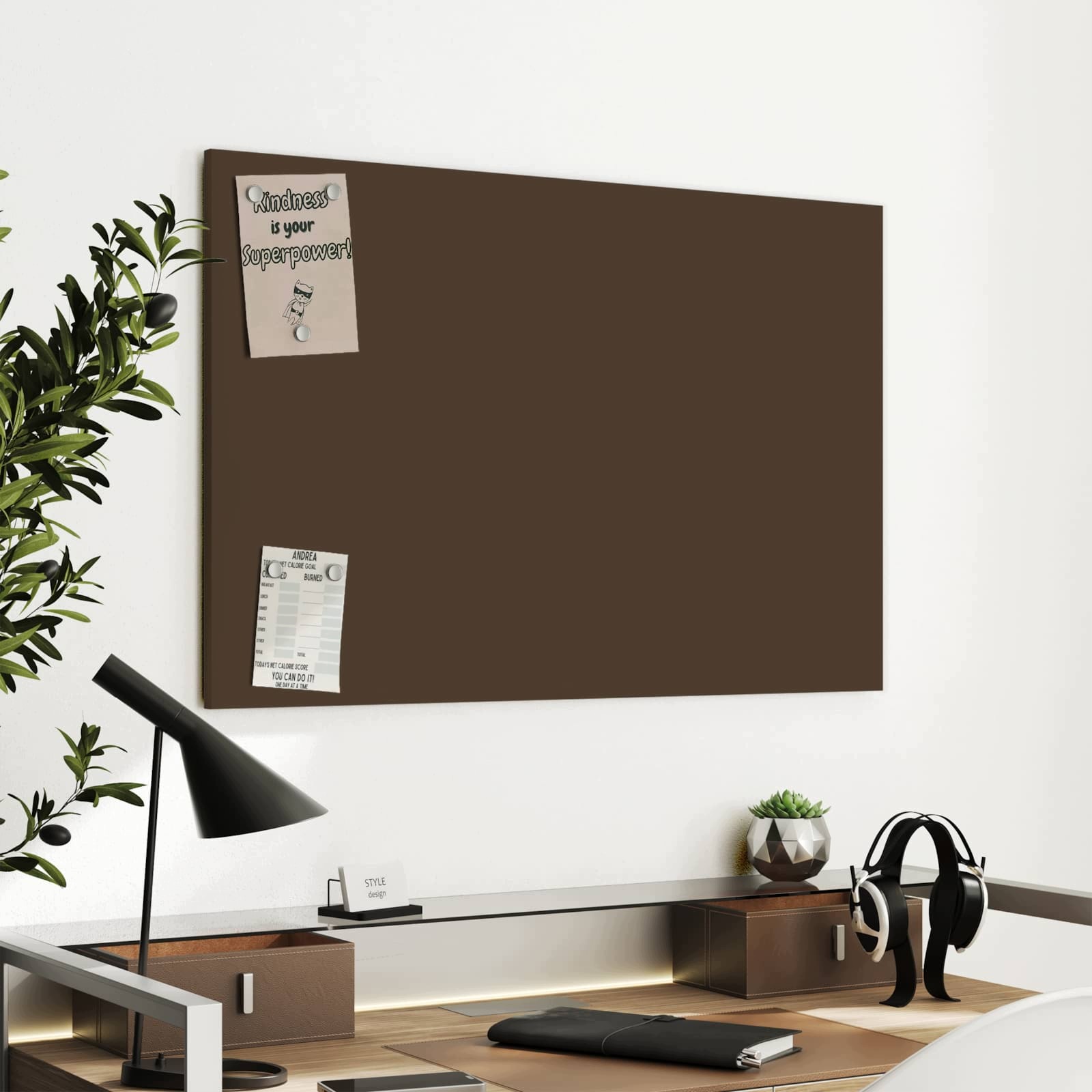 Magnetická tabule – obraz na zeď Tmavě hnědé pozadí | 90 × 60 cm