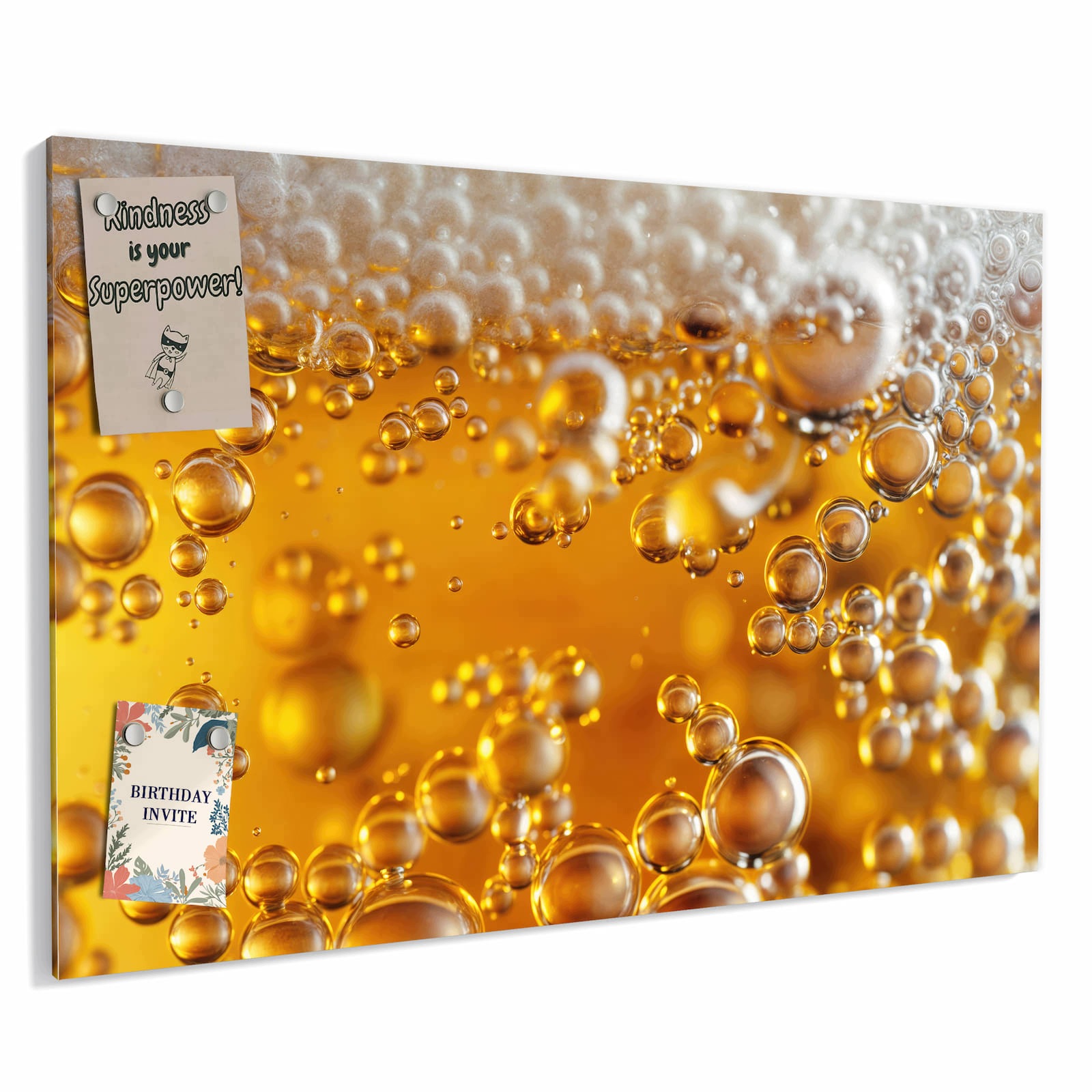 Magnetická tabule – obraz na zeď Zlaté bublinky šampaňského | 60 × 40 cm