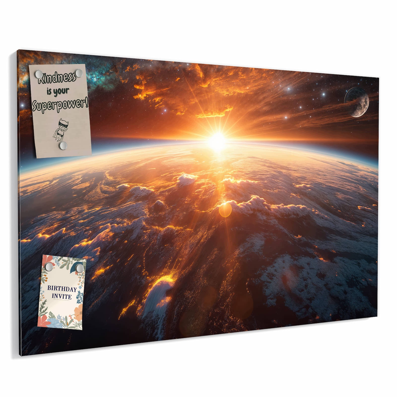 Magnetická tabule – obraz na zeď Země při východu slunce | 90 × 60 cm