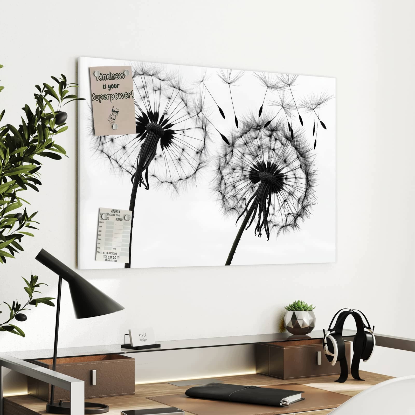 Magnetická tabule – obraz na zeď Pampelišky | 90 × 60 cm