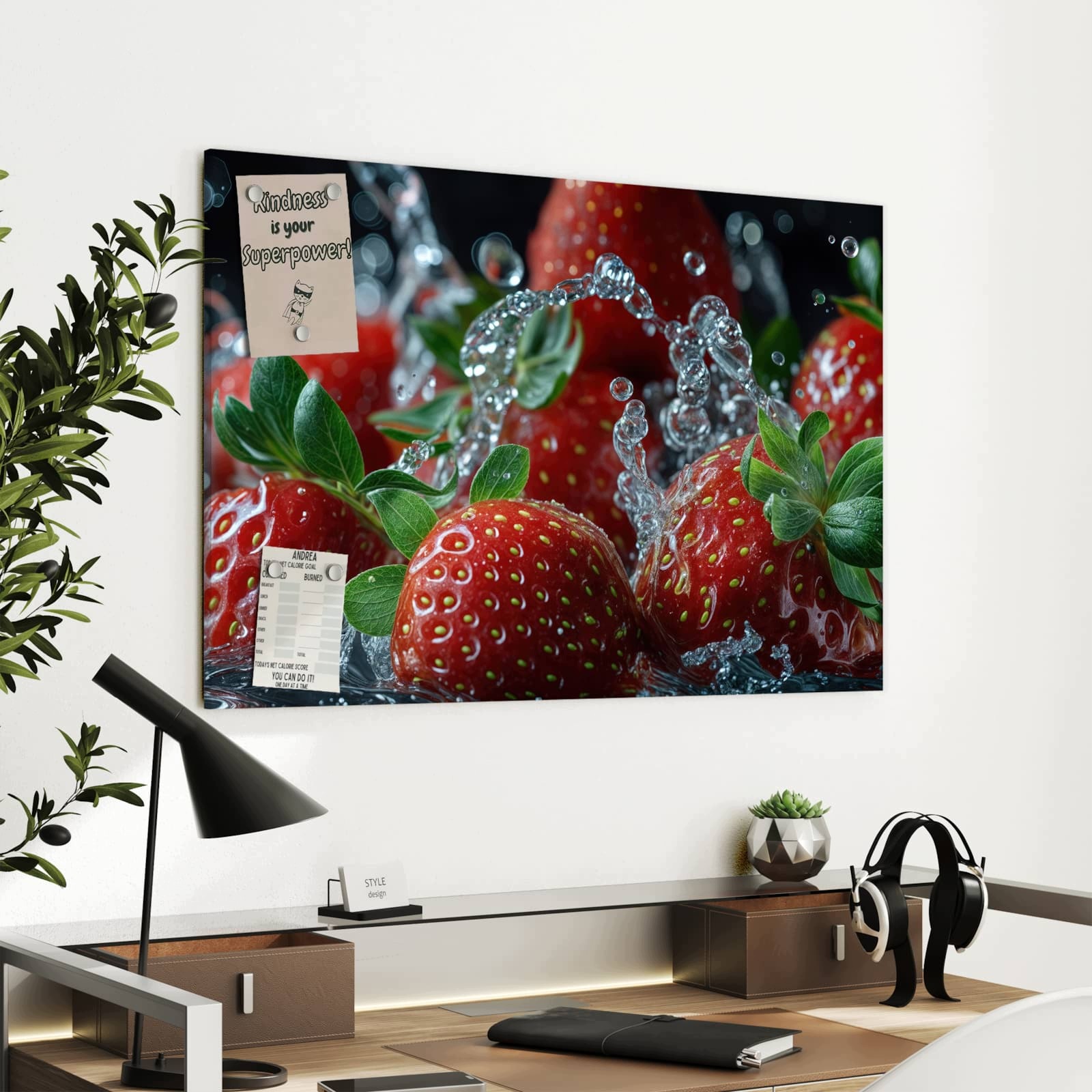 Magnetická tabule – obraz na zeď Čerstvé jahody košík | 90 × 60 cm