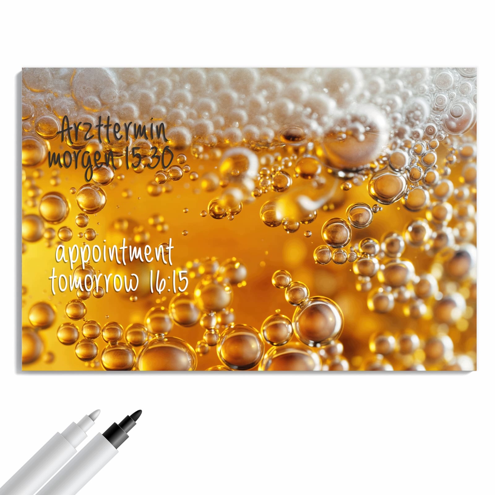 Magnetická tabule – obraz na zeď Zlaté bublinky šampaňského | 90 × 60 cm