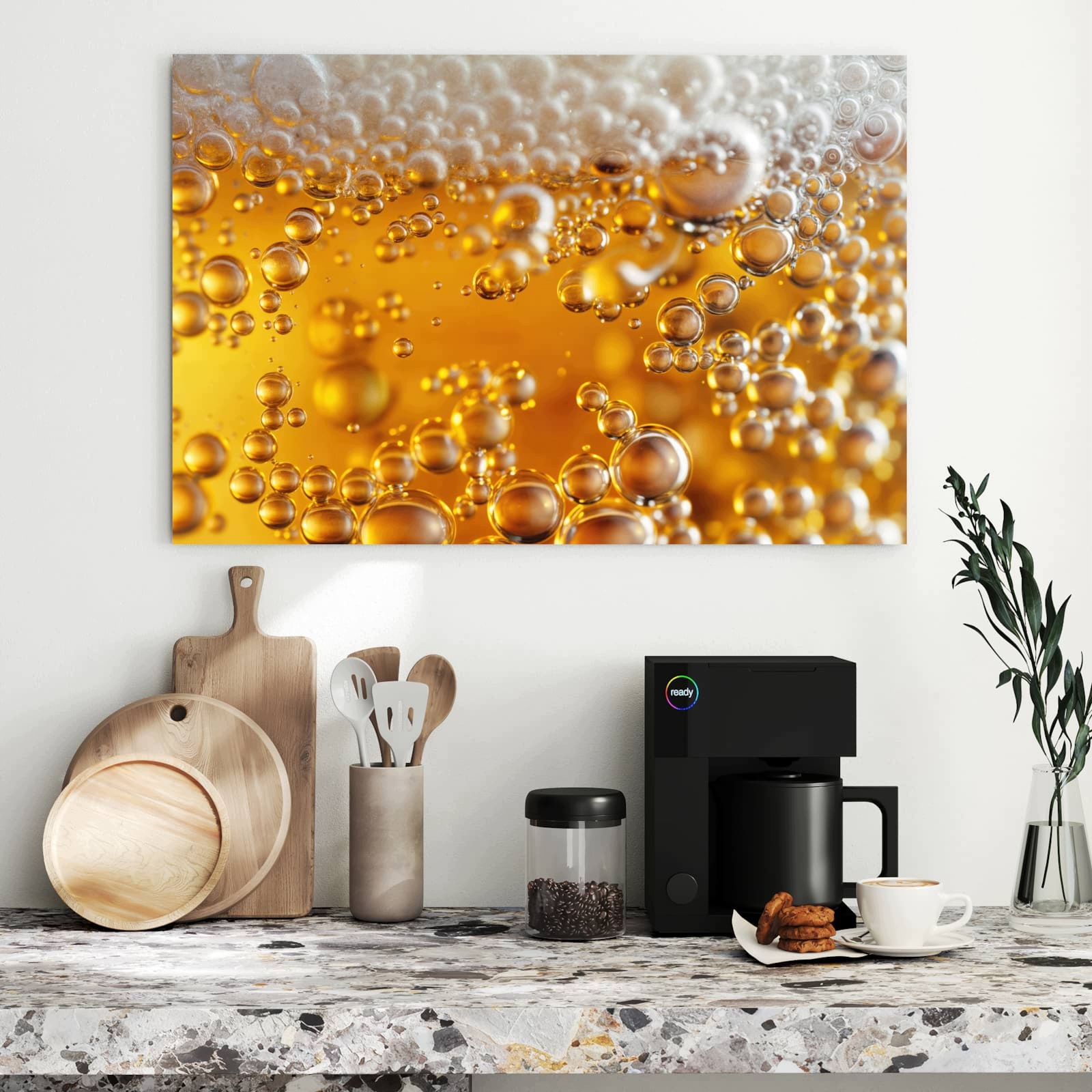 Magnetická tabule – obraz na zeď Zlaté bublinky šampaňského | 90 × 60 cm