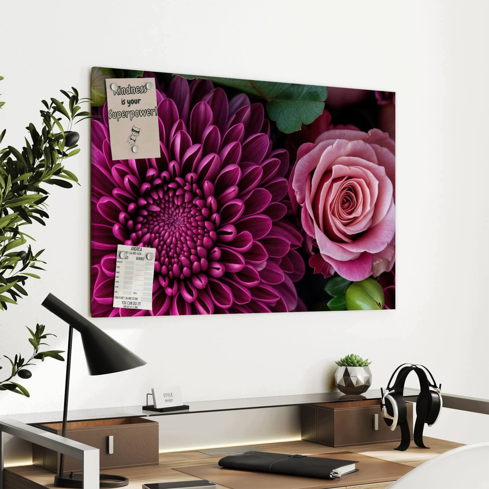 Magnetická tabule – obraz na zeď Tichá květinová kompozice | 90 × 60 cm