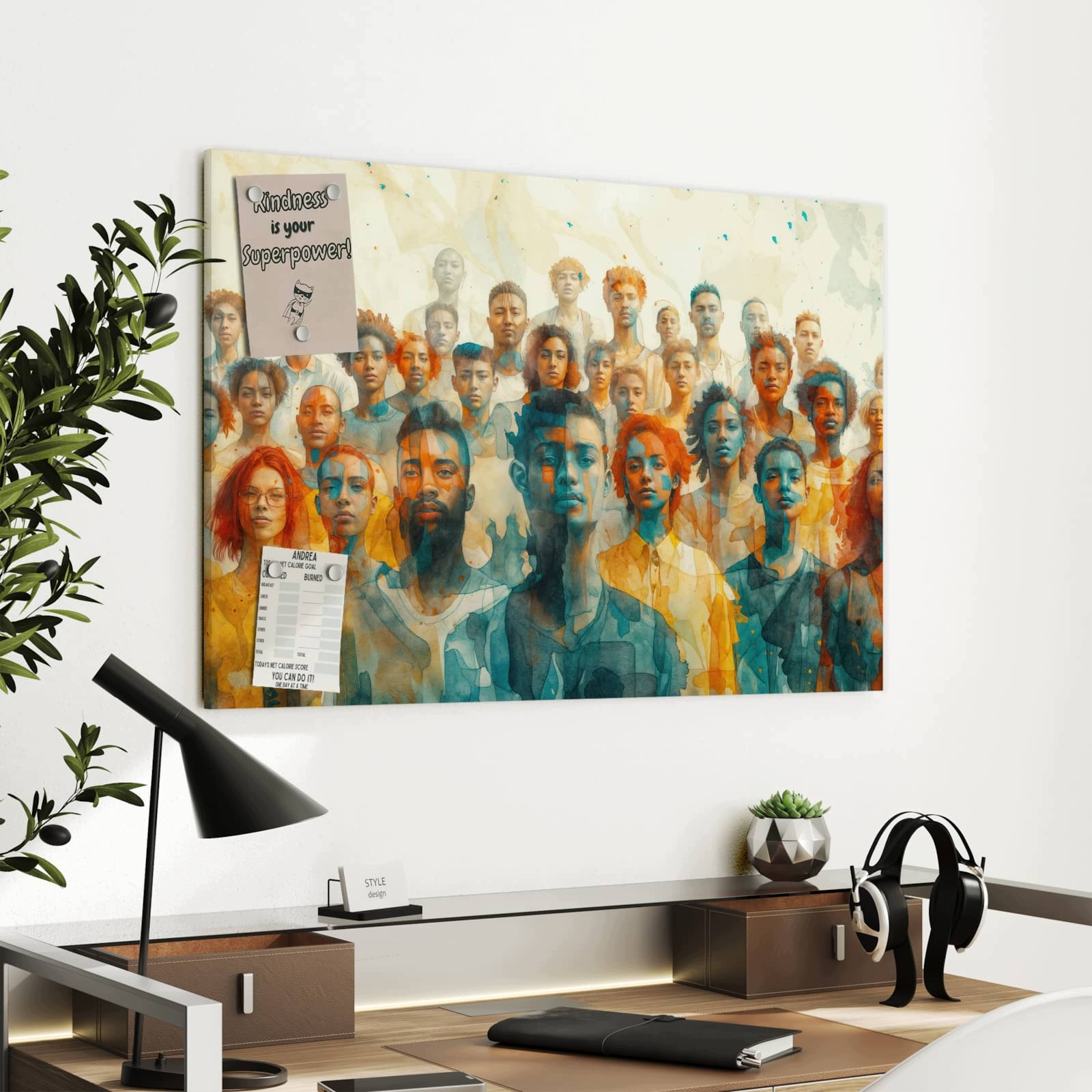 Magnetická tabule – obraz na zeď Rozmanitost tváří | 90 × 60 cm