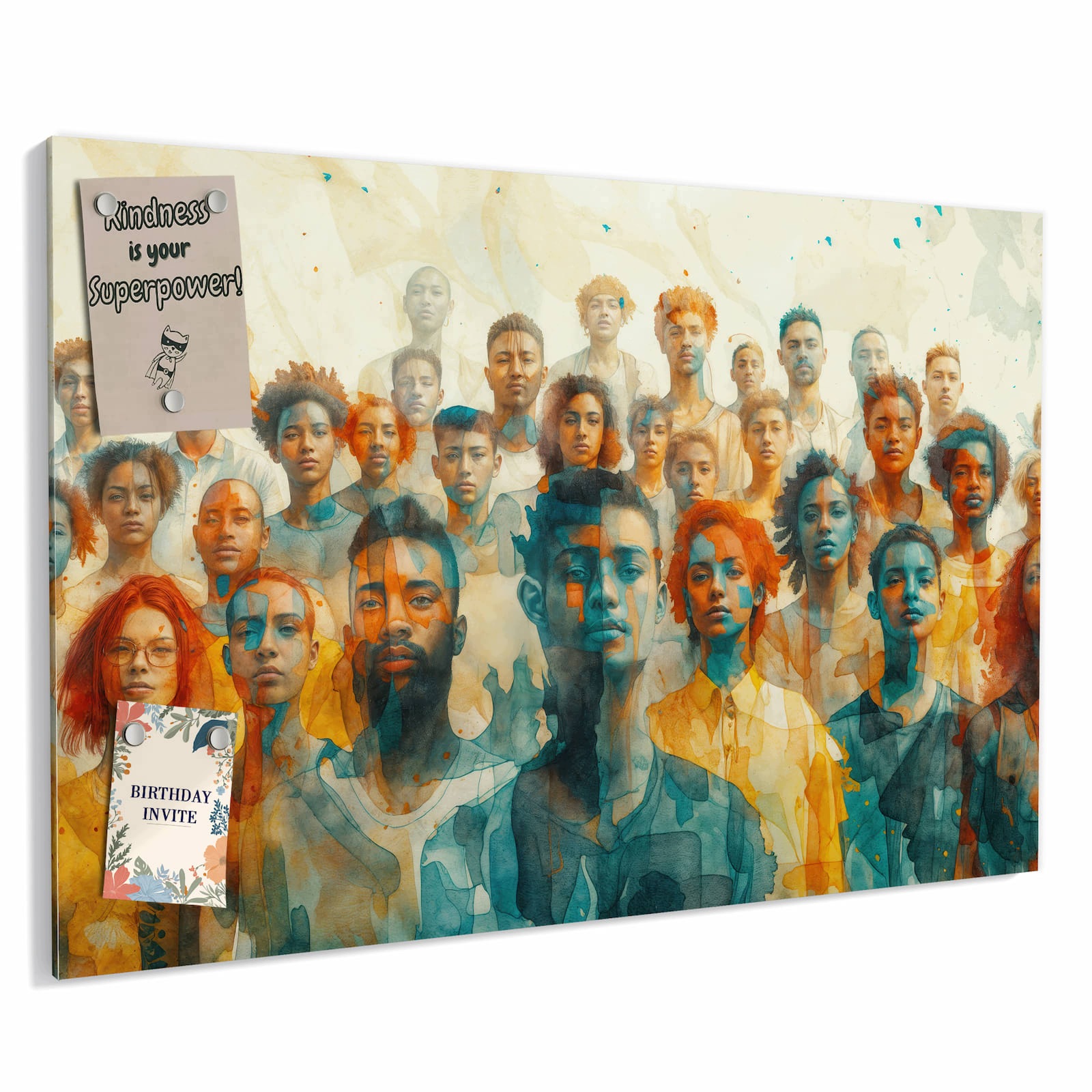 Magnetická tabule – obraz na zeď Rozmanitost tváří | 90 × 60 cm