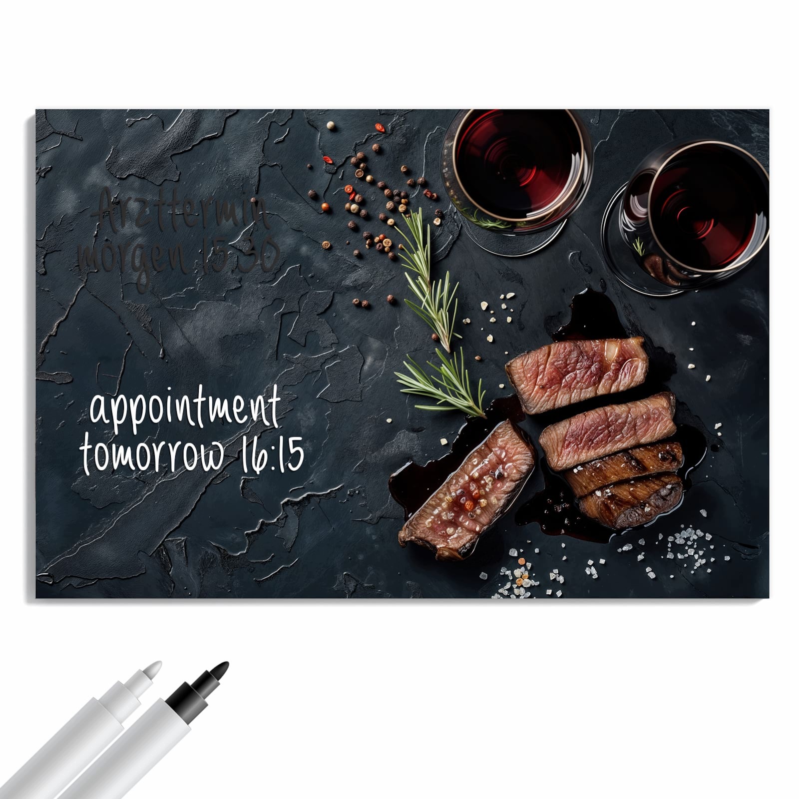 Magnetická tabule – obraz na zeď Steak červené víno | 60 × 40 cm