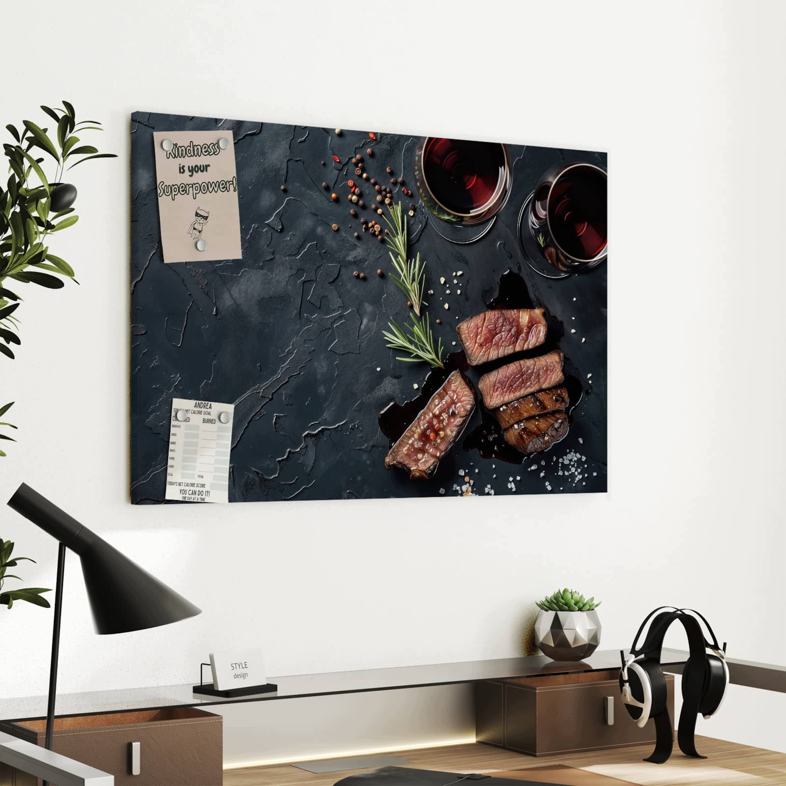 Magnetická tabule – obraz na zeď Steak červené víno | 60 × 40 cm