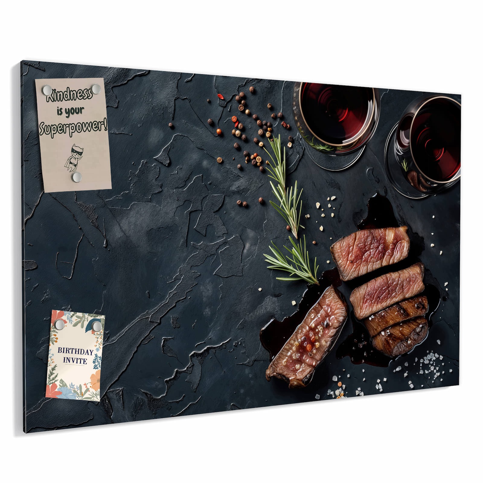 Magnetická tabule – obraz na zeď Steak červené víno | 60 × 40 cm