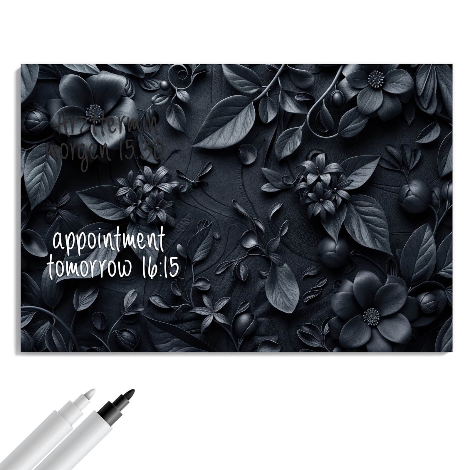 Magnetická tabule – obraz na zeď Tmavý květinový vzor | 90 × 60 cm