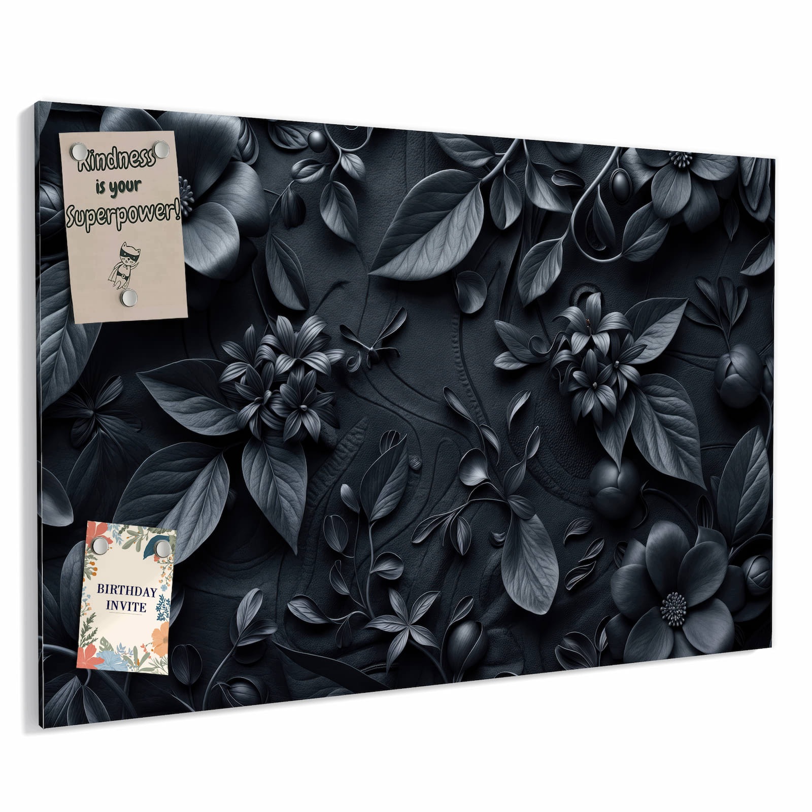 Magnetická tabule – obraz na zeď Tmavý květinový vzor | 90 × 60 cm