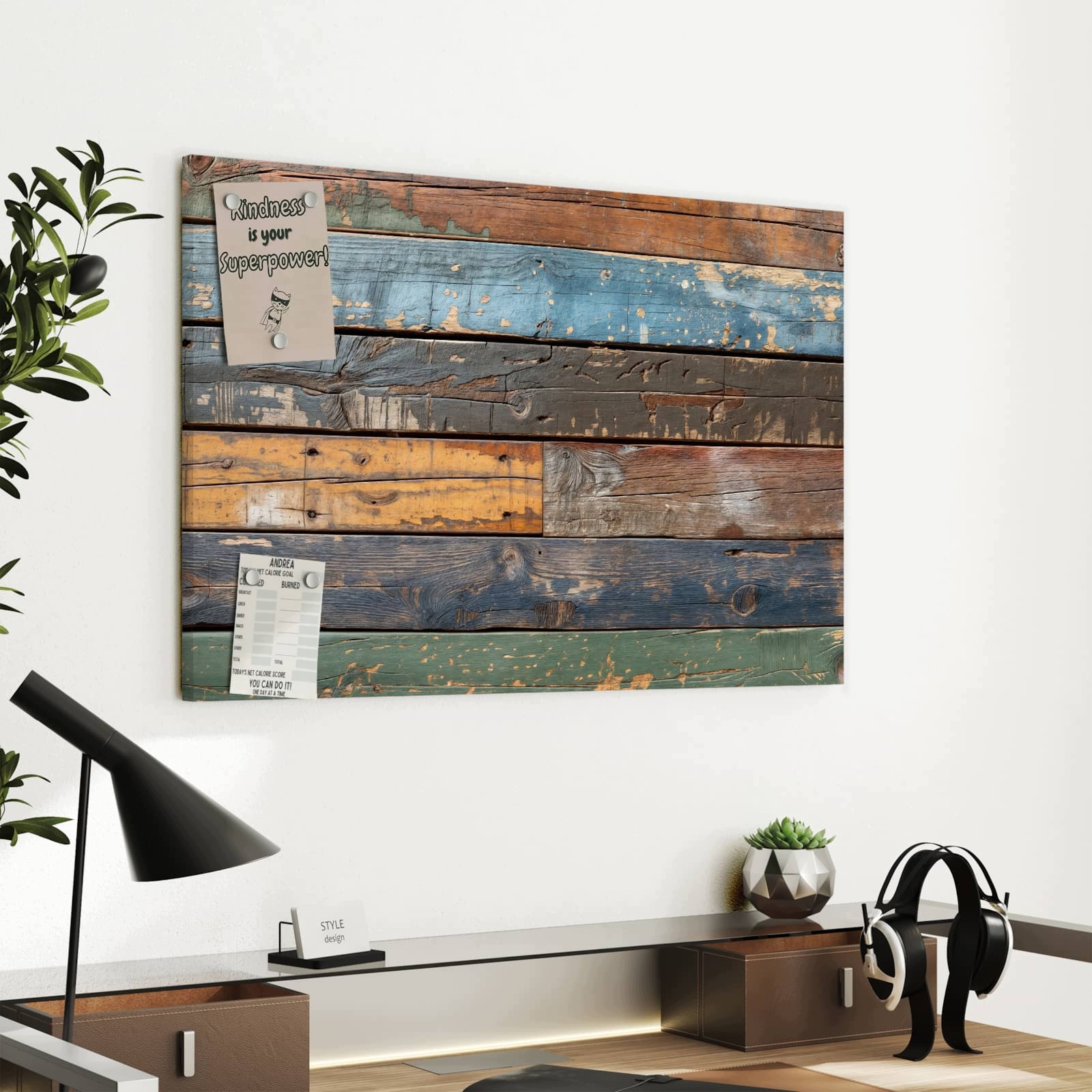 Magnetická tabule – obraz na zeď Barevná dřevěná deska | 60 × 40 cm