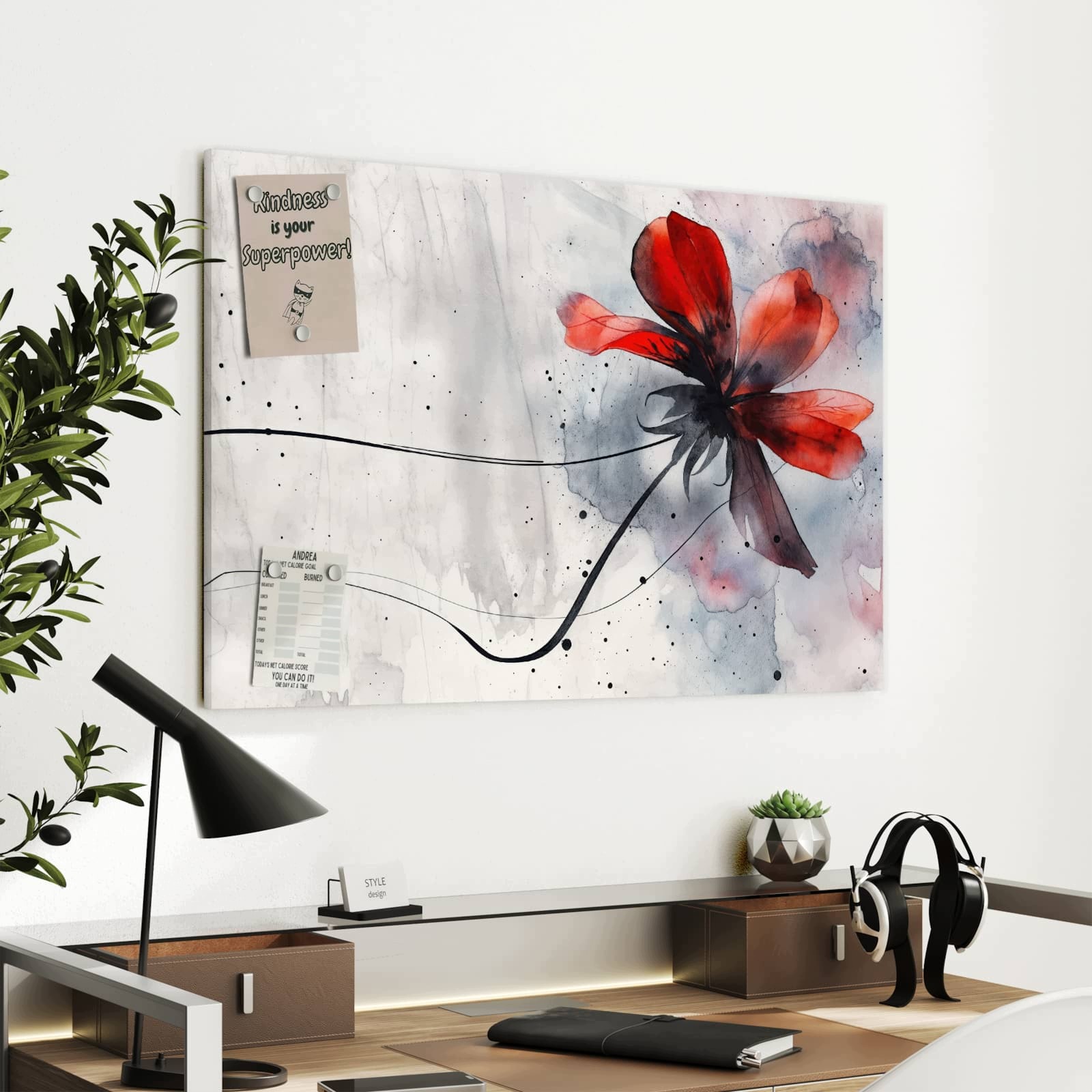 Magnetická tabule – obraz na zeď Abstraktní květina | 90 × 60 cm