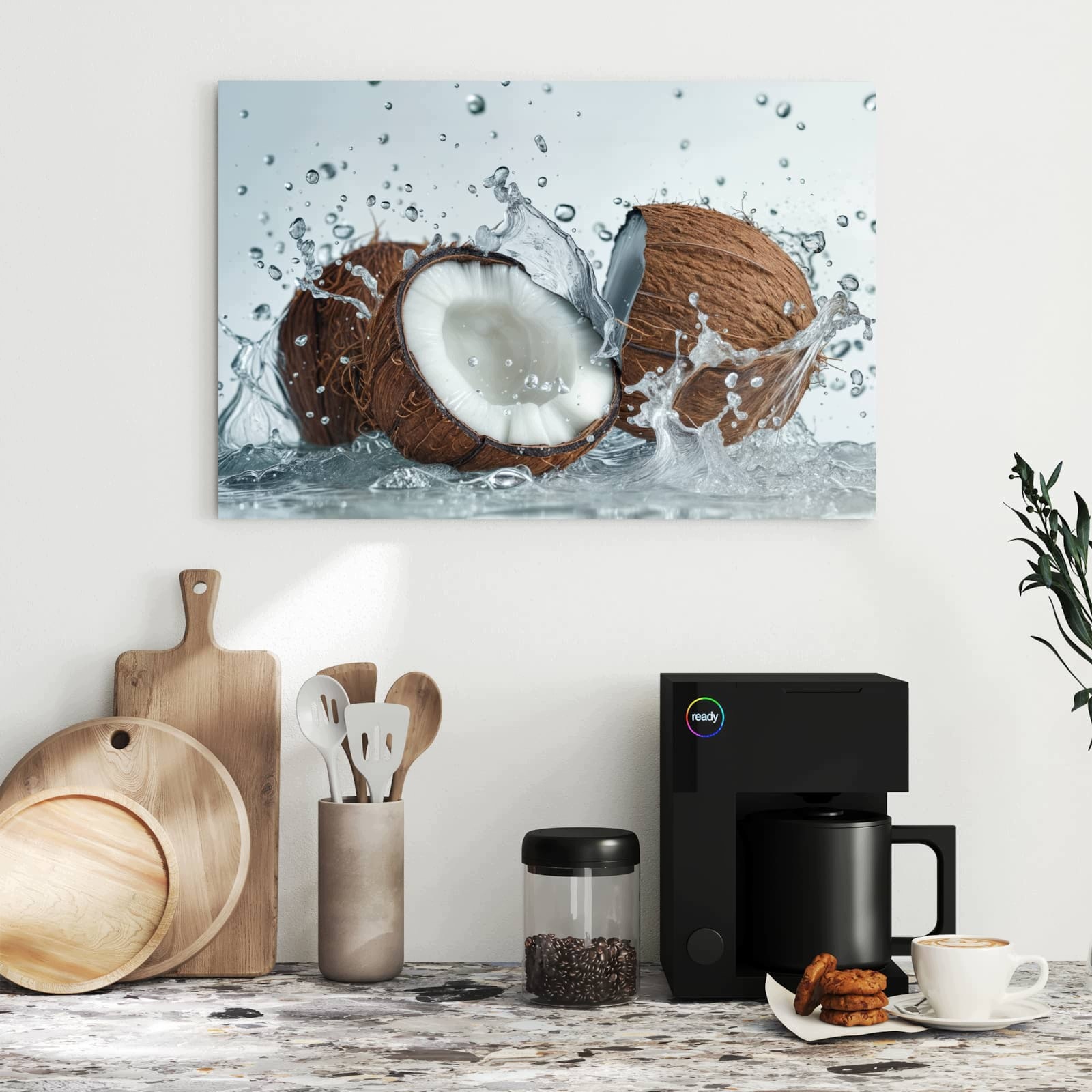 Magnetická tabule – obraz na zeď Kokos a šplouchnutí vody | 60 × 40 cm