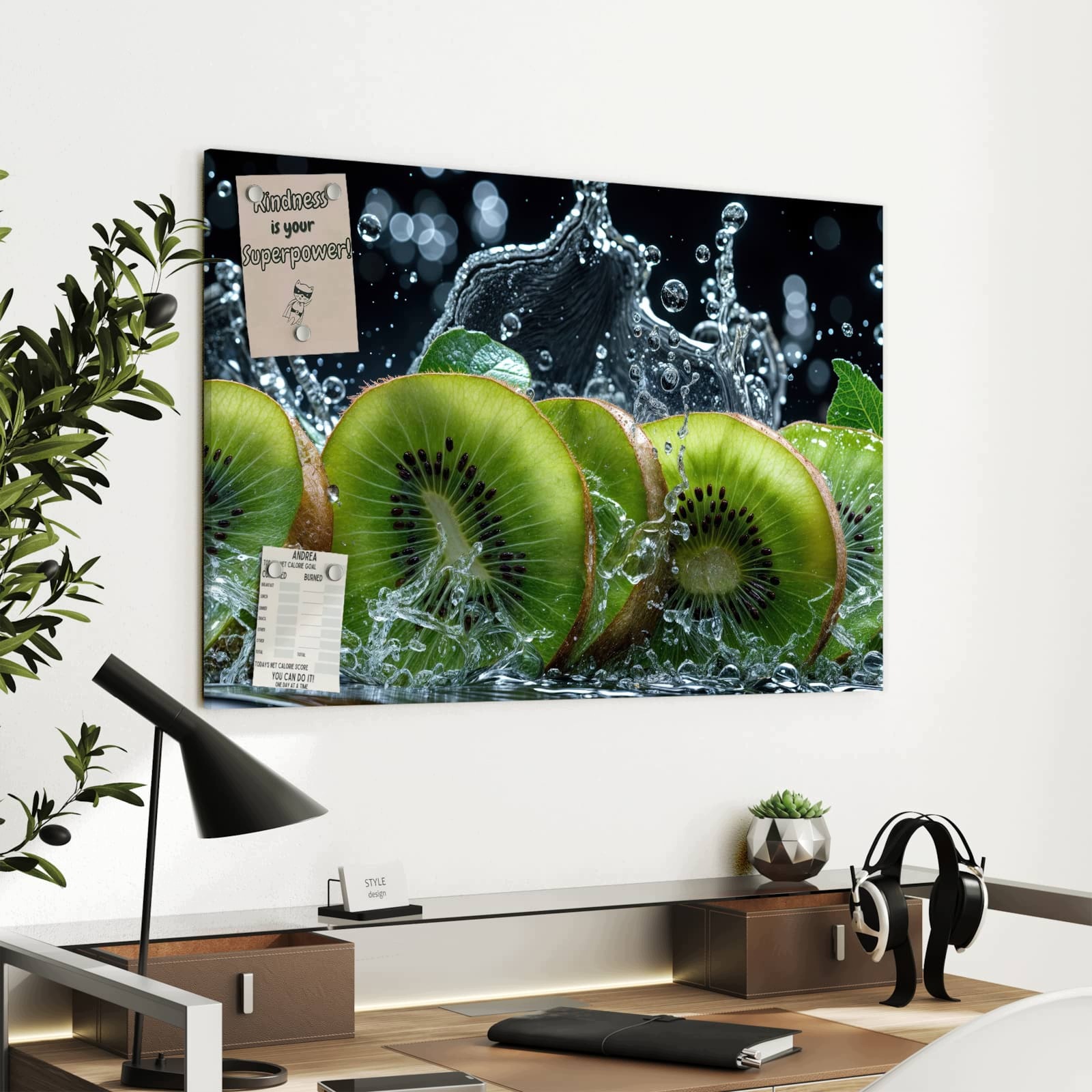 Magnetická tabule – obraz na zeď Kiwi voda – motiv 2 | 90 × 60 cm