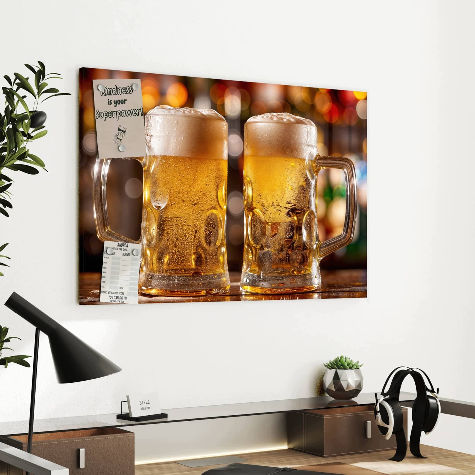 Magnetická tabule – obraz na zeď Dva půllitry piva | 60 × 40 cm