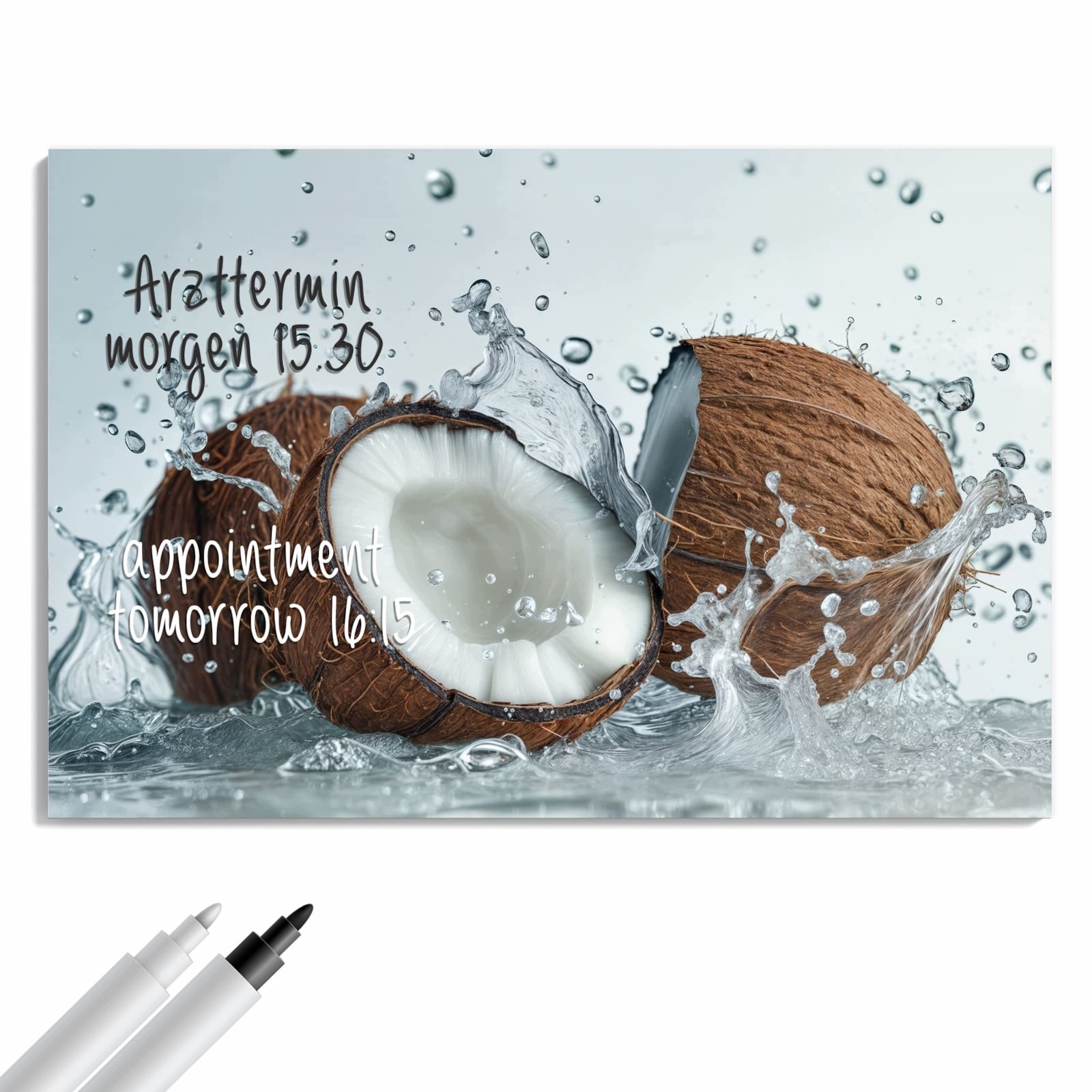 Magnetická tabule – obraz na zeď Kokos a šplouchnutí vody | 90 × 60 cm
