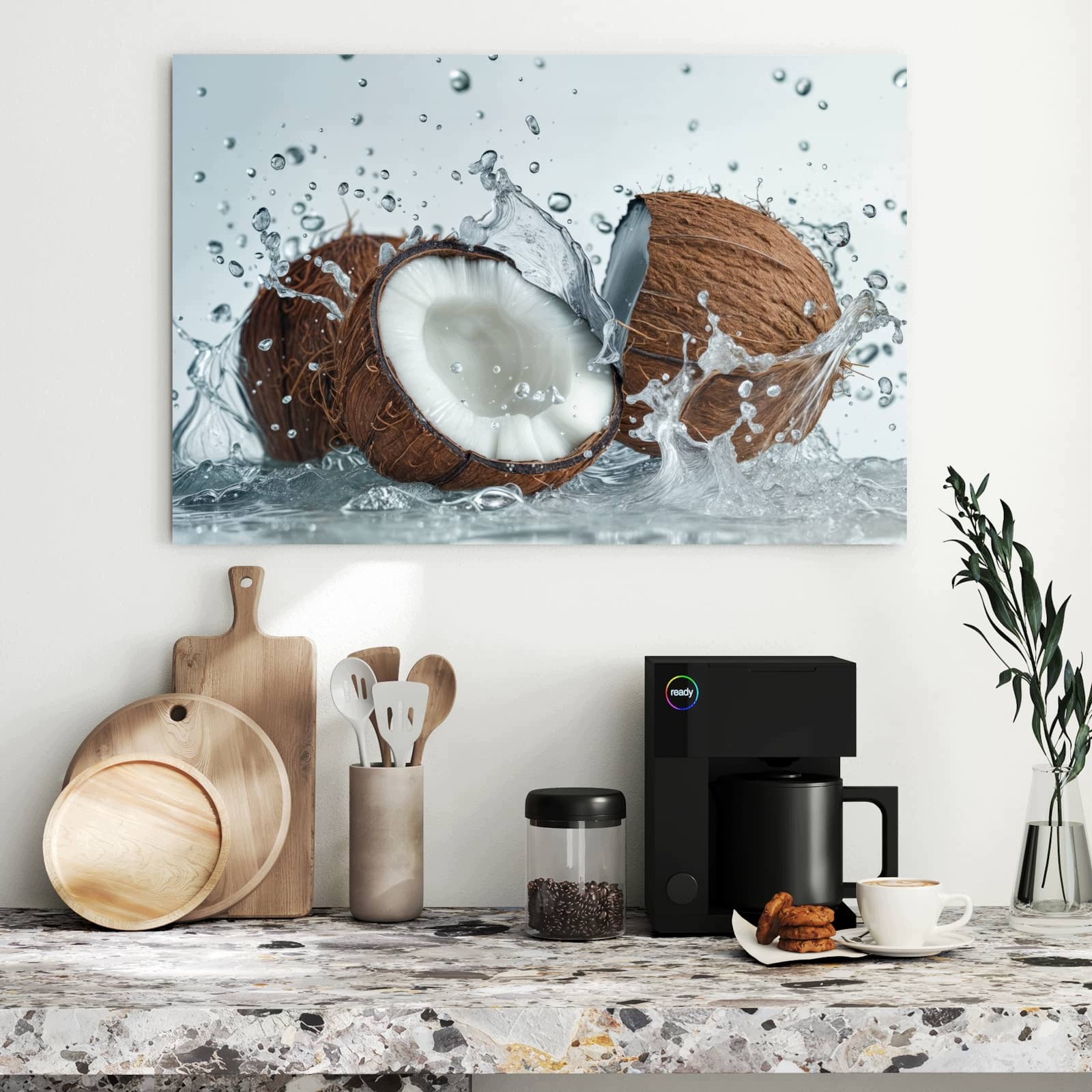 Magnetická tabule – obraz na zeď Kokos a šplouchnutí vody | 90 × 60 cm
