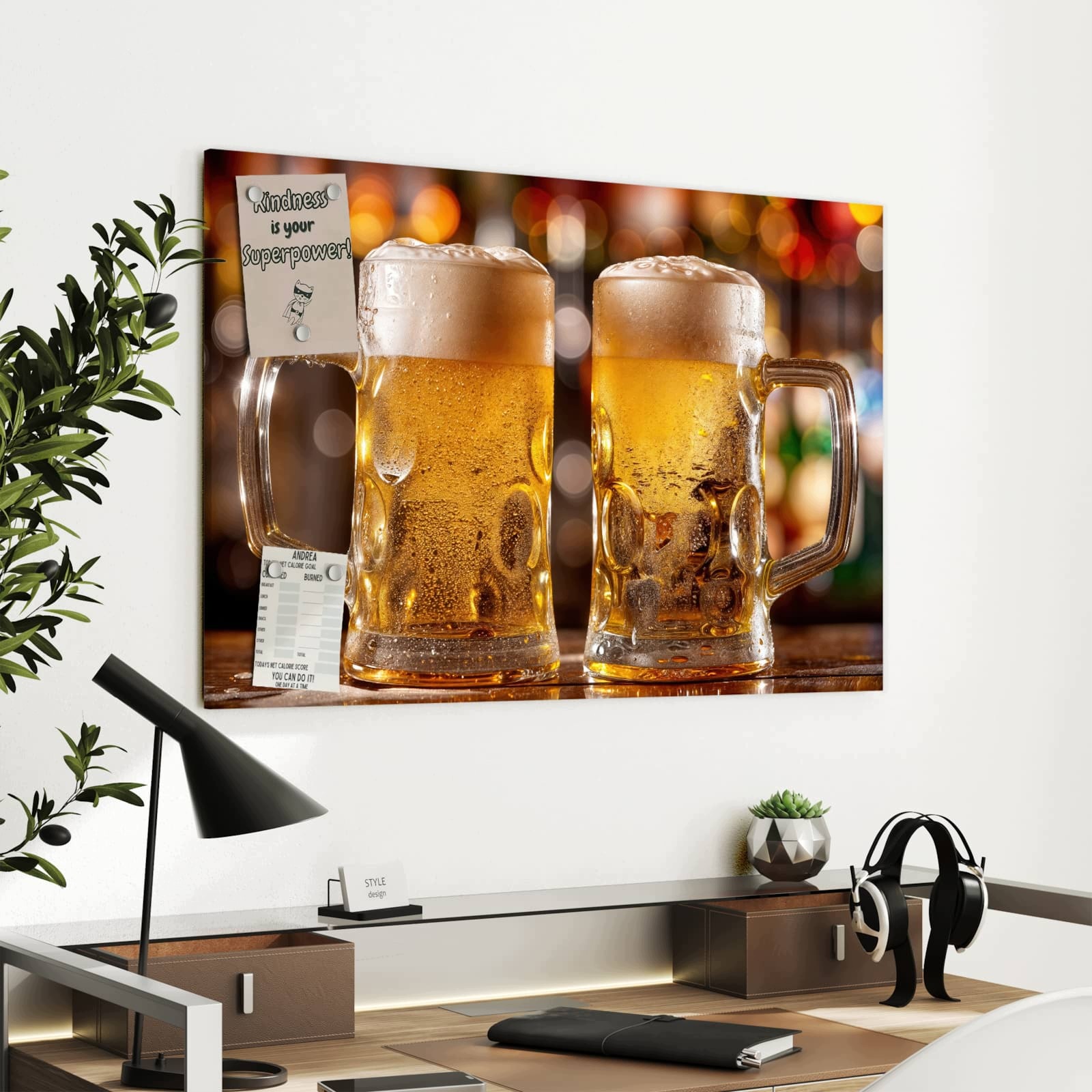 Magnetická tabule – obraz na zeď Dva půllitry piva | 90 × 60 cm