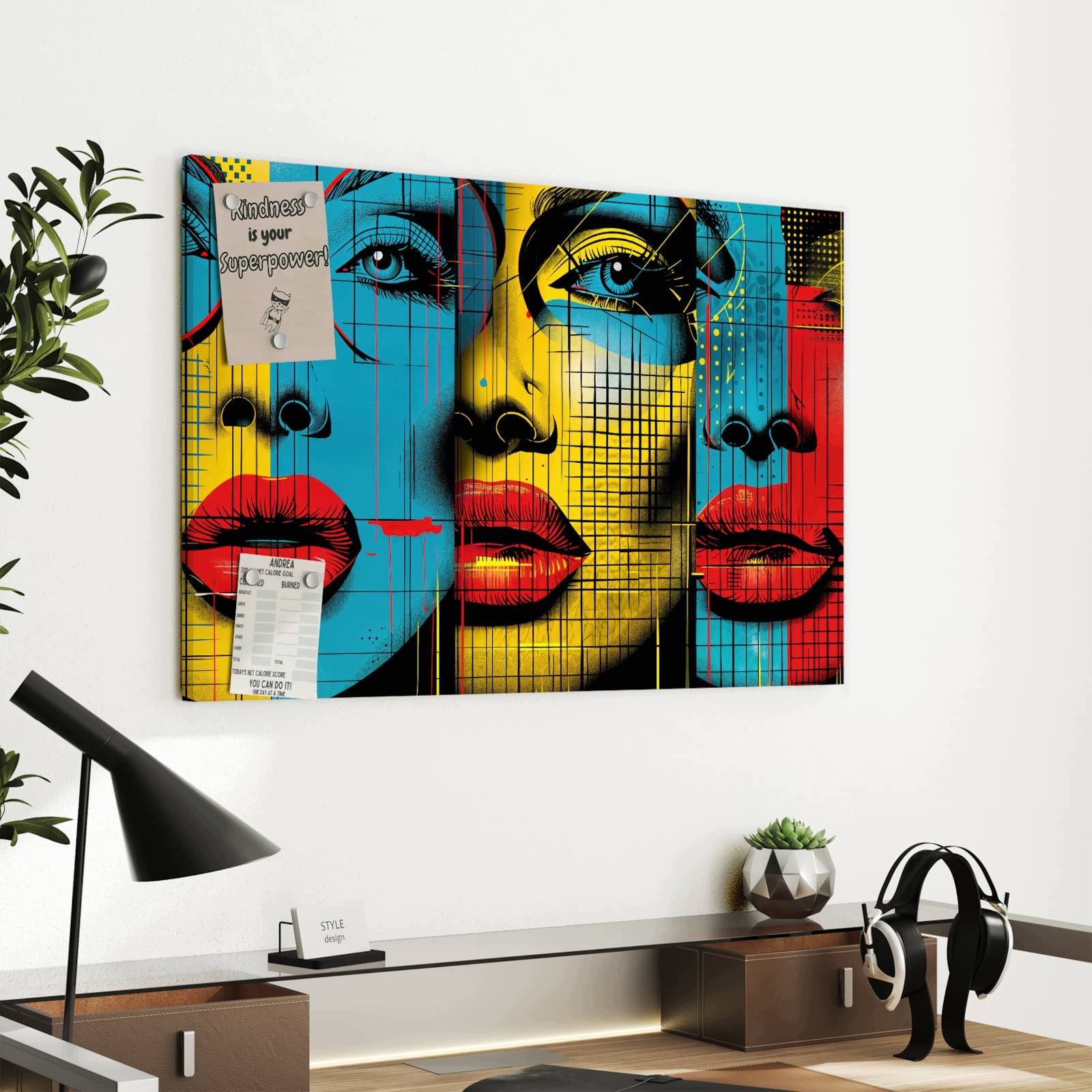 Magnetická tabule – obraz na zeď Pop umění tváře | 60 × 40 cm