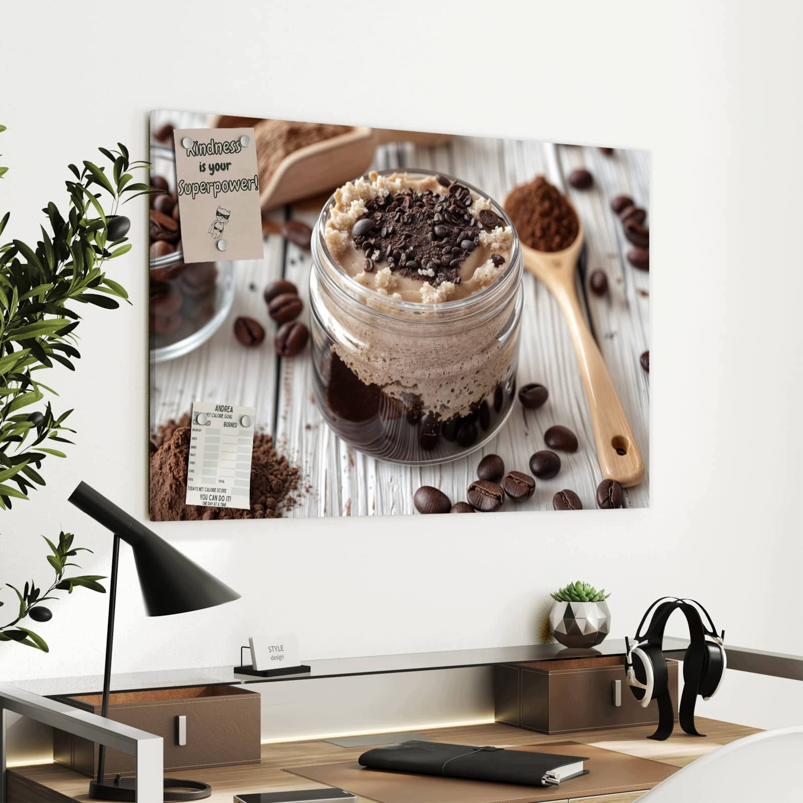 Magnetická tabule – obraz na zeď Kávový dezert ve skle | 90 × 60 cm
